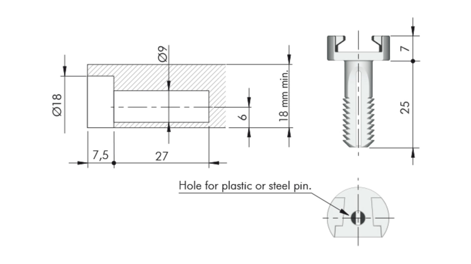 Plankverbinder zwart voor TRIS voor plankdikte 18/19mm