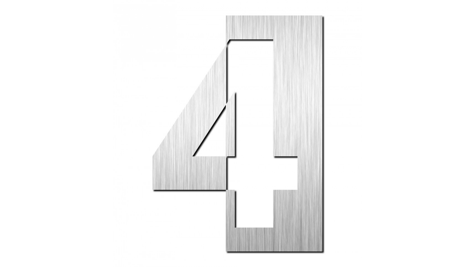Huisnummer "4" hoogte 75mm, RVS geborsteld