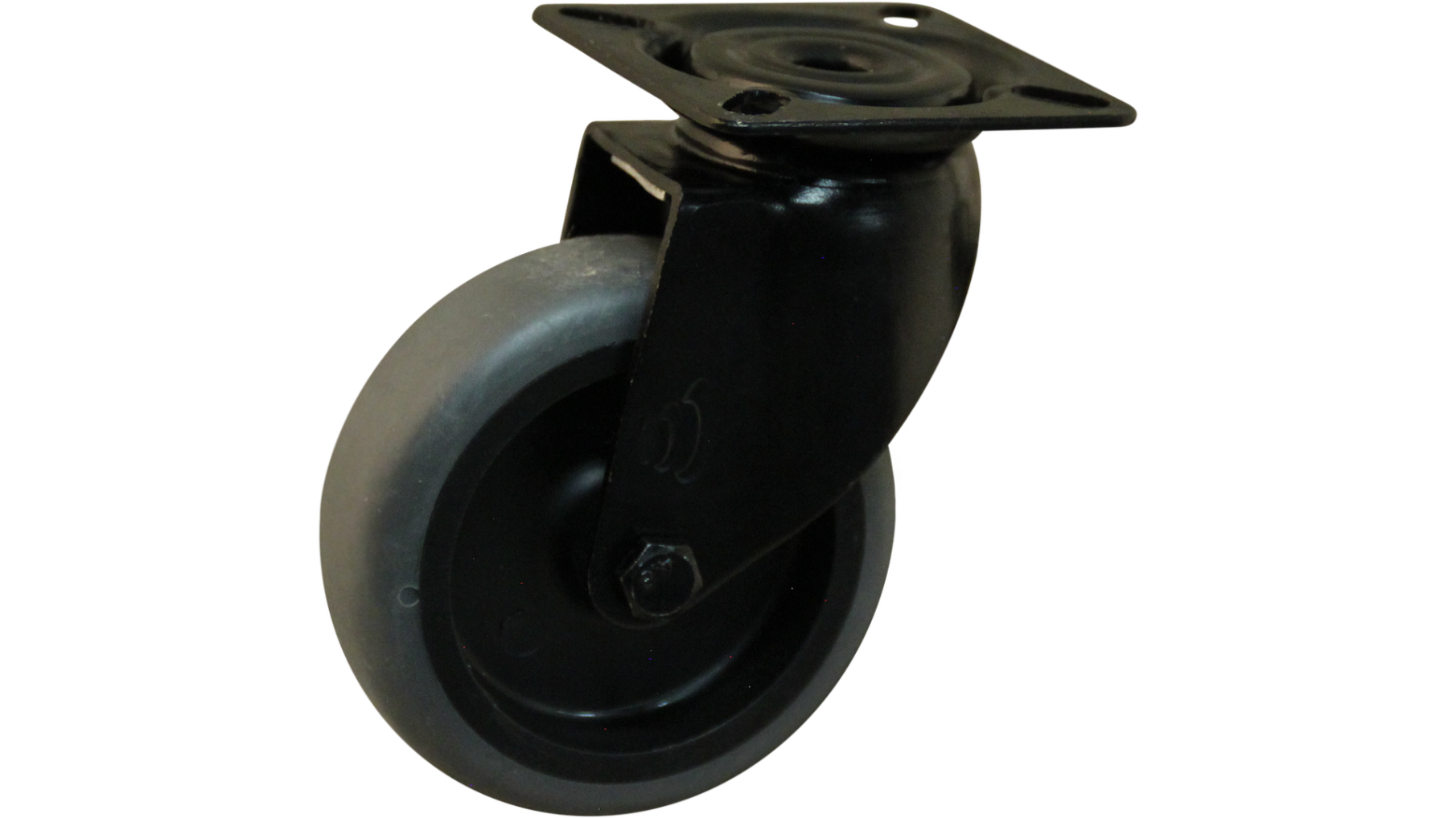 Design zwenkwielen zwart wiel, zwarte gaffel, geen rem 79mm