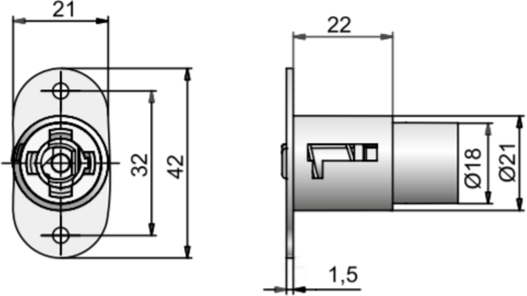 Drukcilinderslot P2 mat vernikkeld