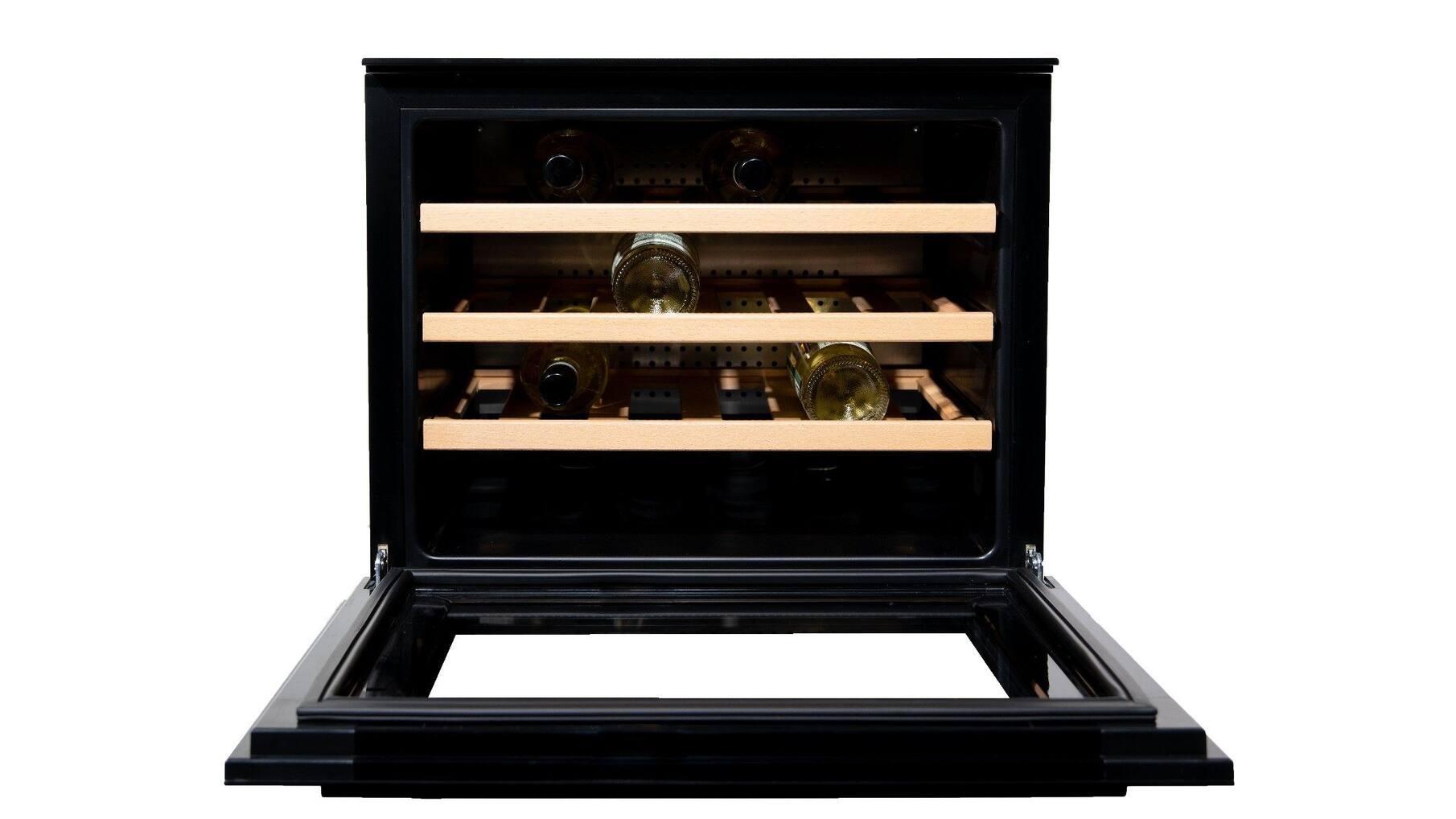 Vinata Wijnklimaatkast Premium met vol glazen deur - zwart