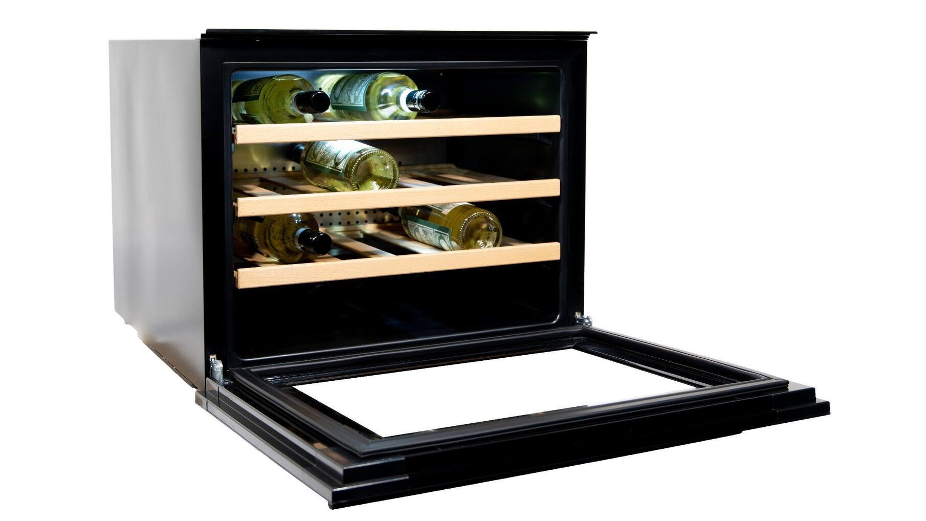 Vinata Wijnklimaatkast Premium met vol glazen deur - zwart