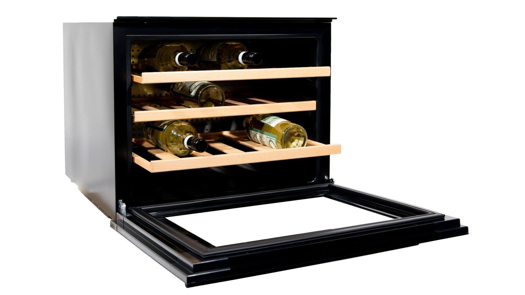Vinata Wijnklimaatkast Premium met vol glazen deur - zwart
