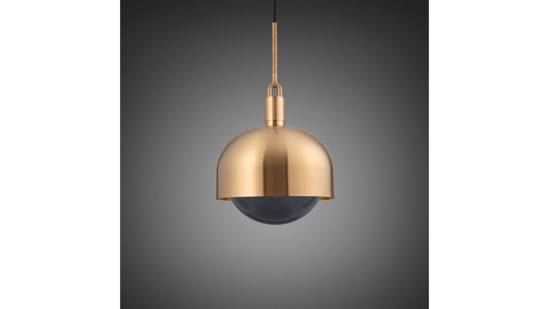Forked Pendant/Brass/Large Brass Shade/Large Smoked Gl