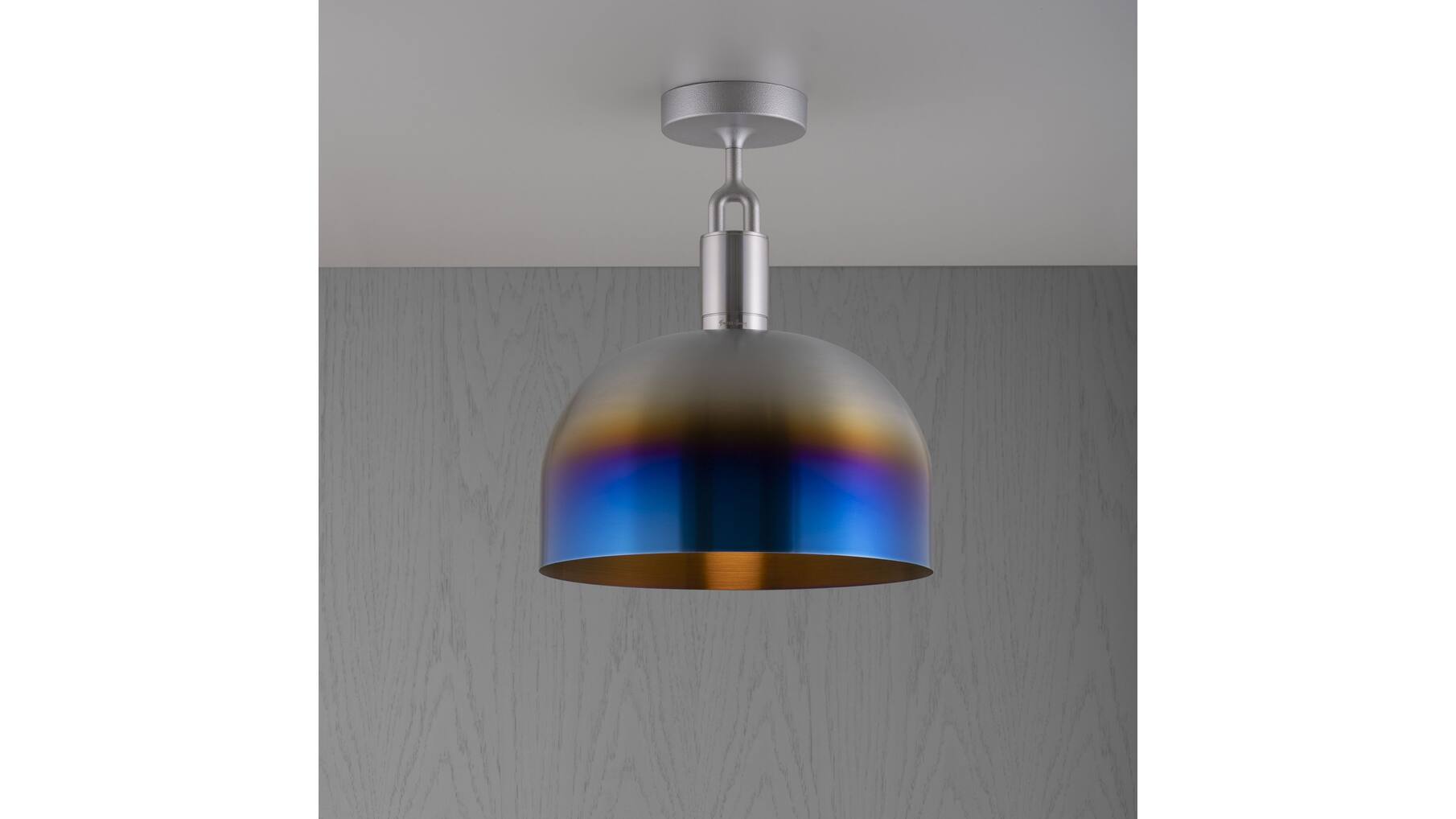 Forked Ceiling/Steel/Large Burnt Steel Shade