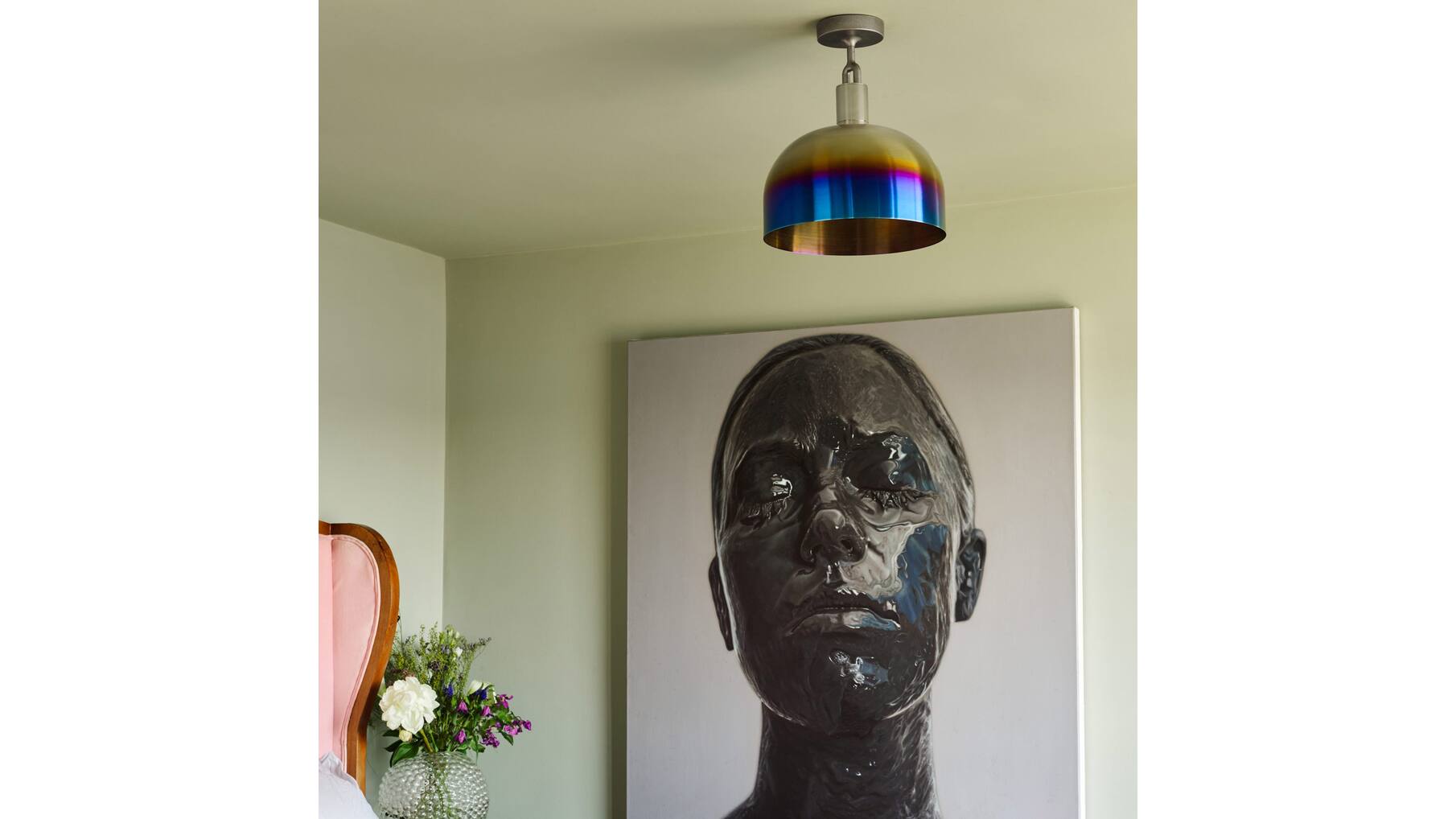 Forked Ceiling/Steel/Large Burnt Steel Shade