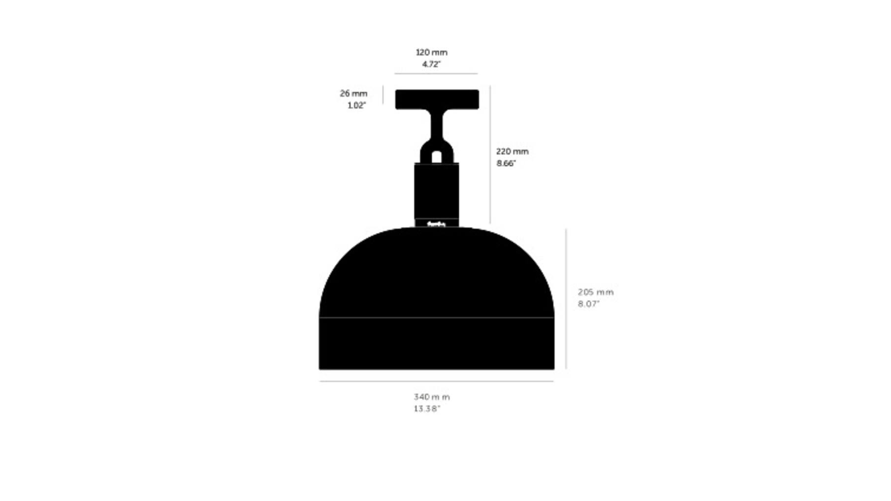 Forked Ceiling/Steel/Large Burnt Steel Shade