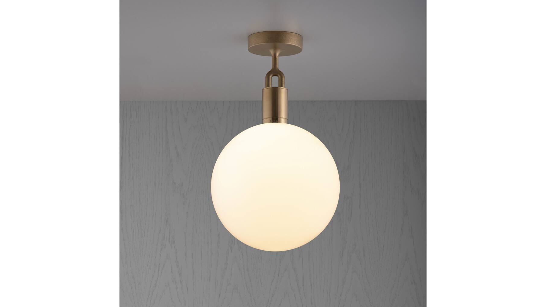 Forked Ceiling/Brass/Large Opal Globe