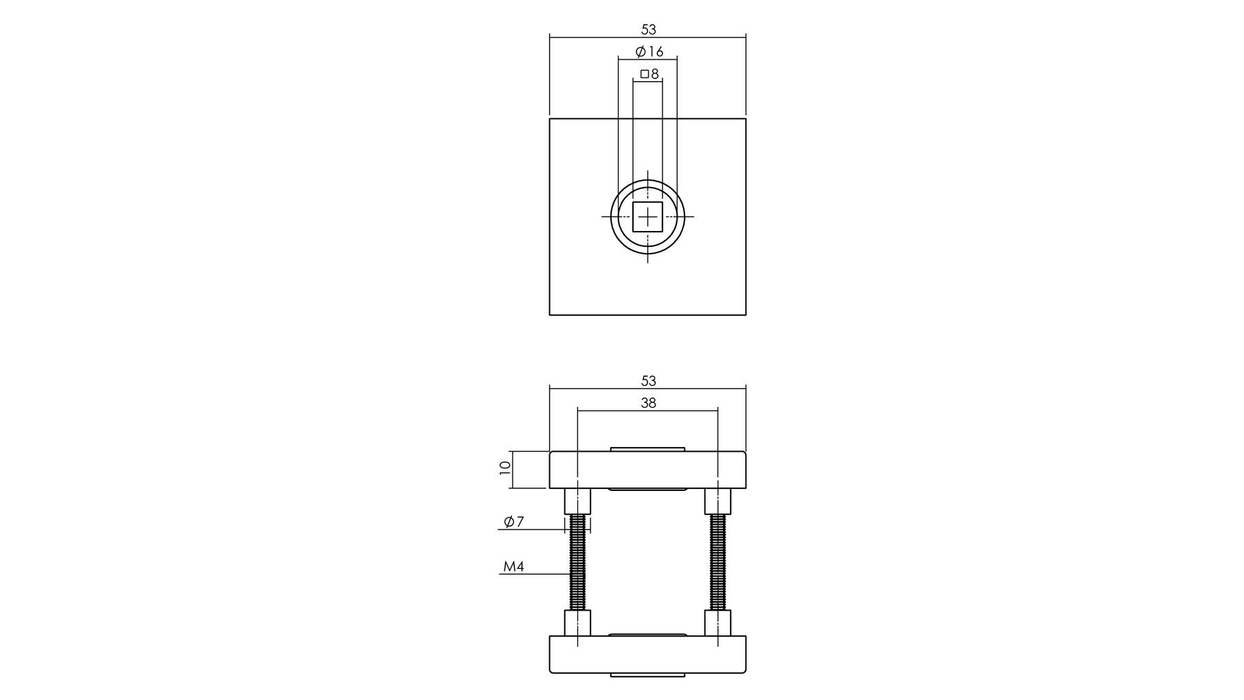 Deurkruk Jura op vierkante massieve rozet 53x53x10 mm rvs ge