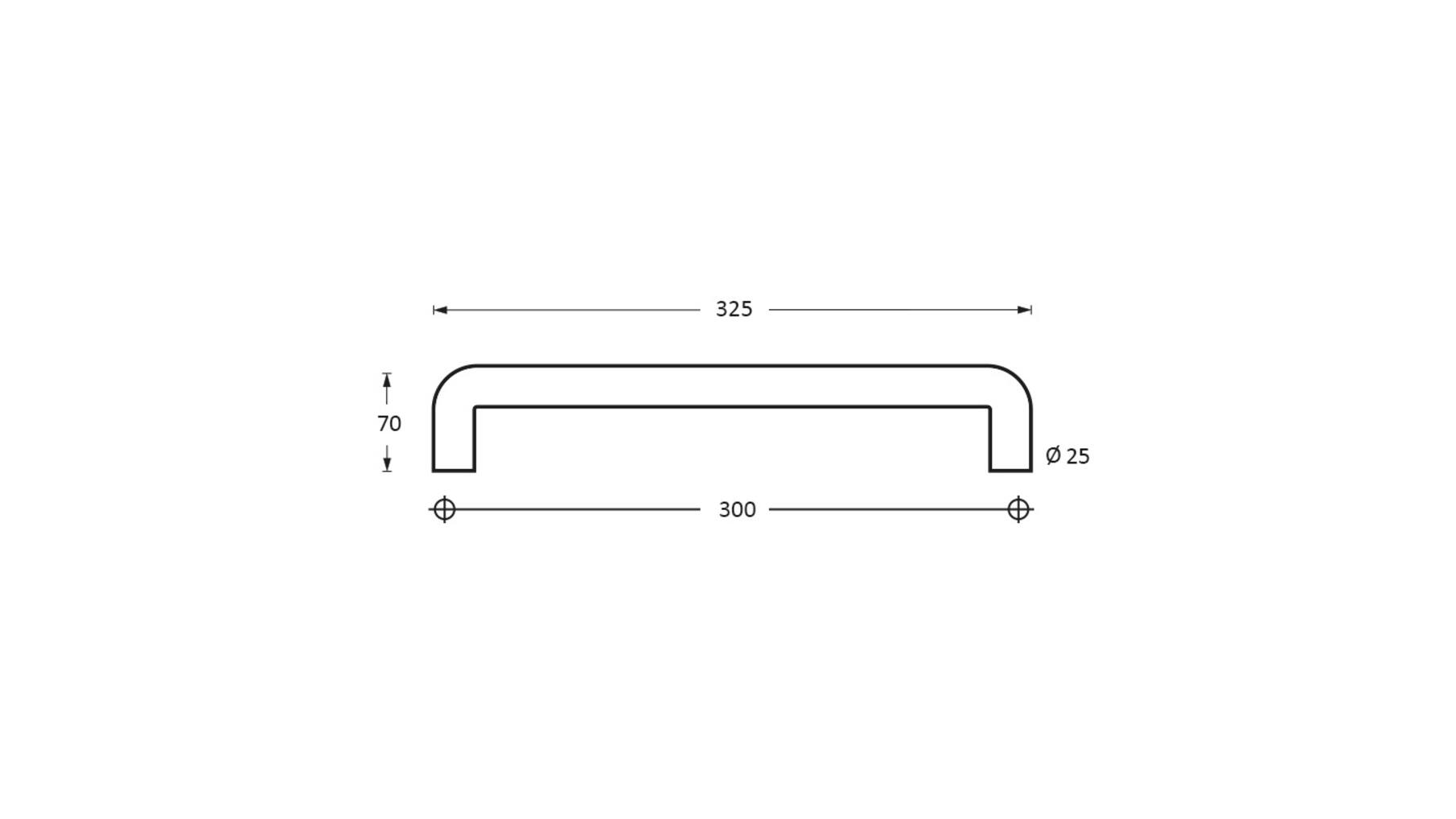 Deurgreep U-vorm per stuk 325x70x25 mm mat zwart