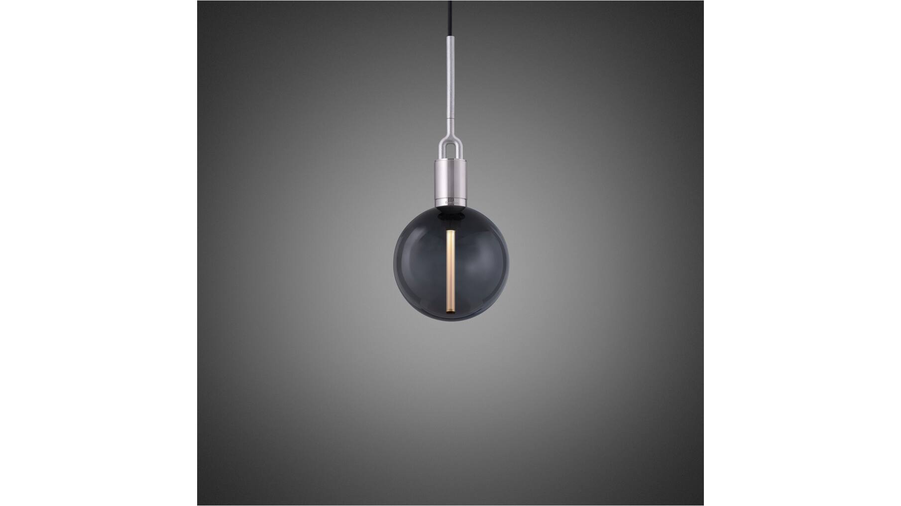 Forked Pendant/Steel/Medium Smoked Globe