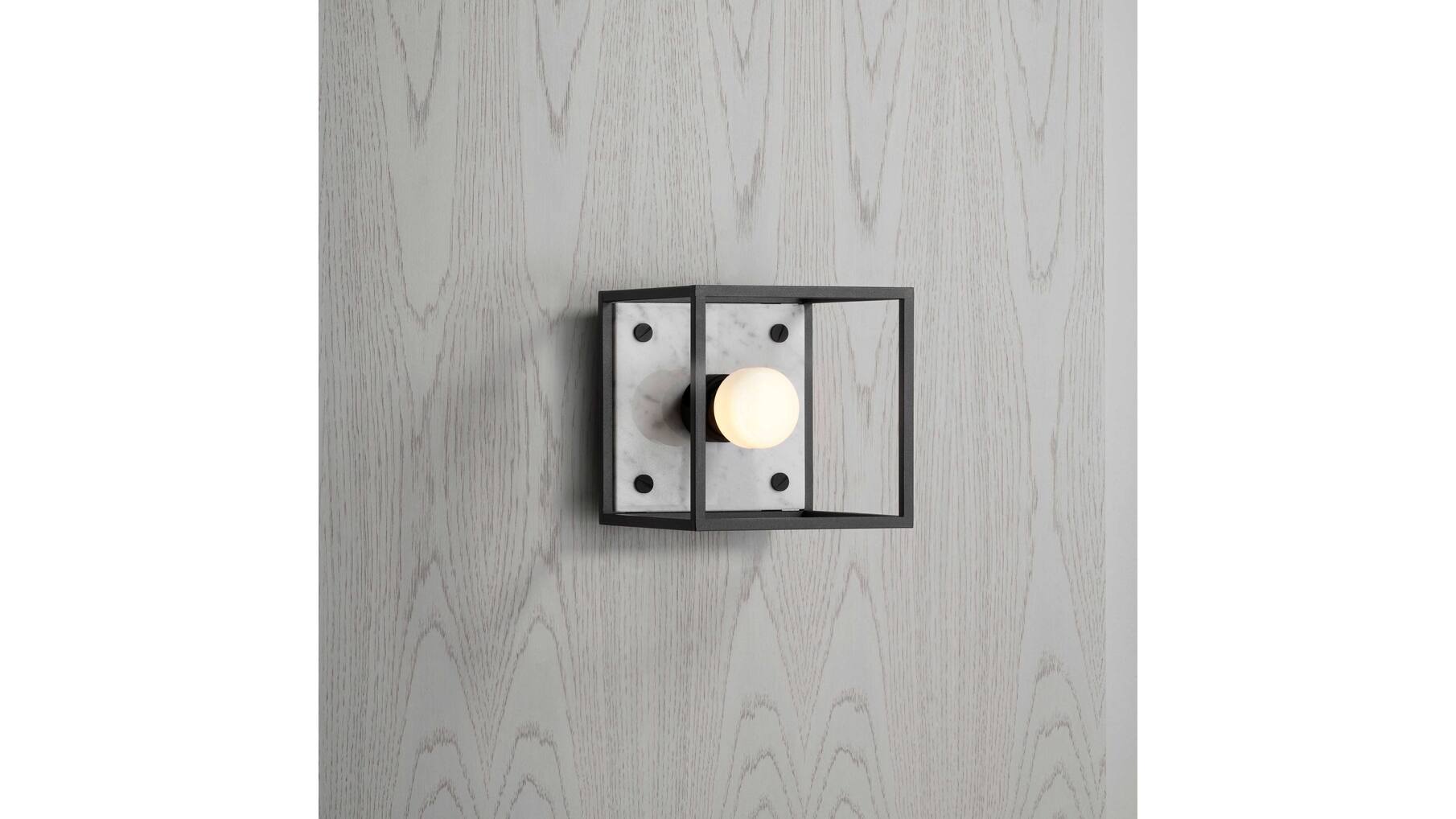 Caged Wall Light/Small/White Marble