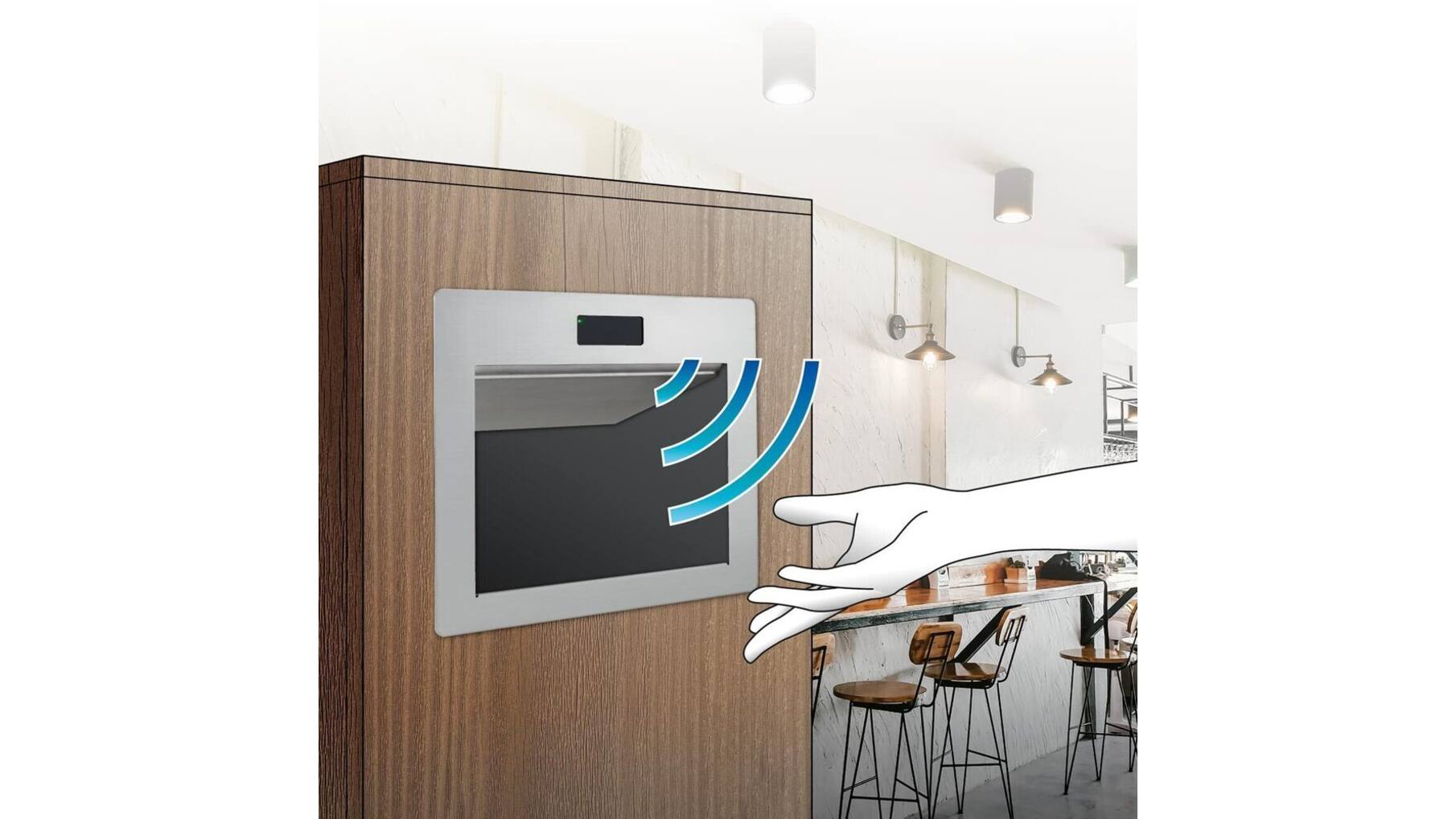 Afvaldoorlaat RVS met sensor contactloos openen 310x220x395