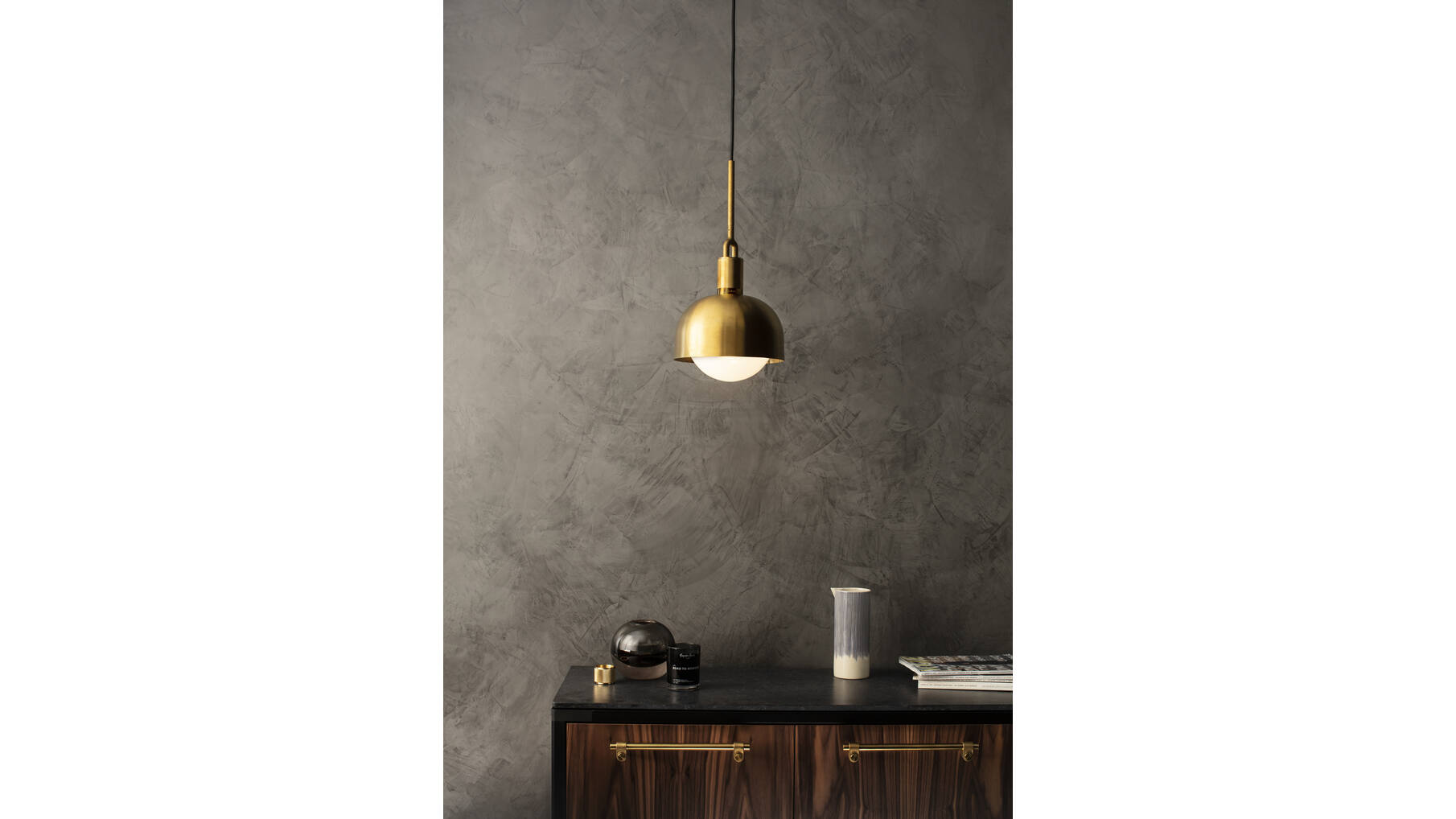Forked Pendant/Brass/Medium Brass Shade/Medium Smoked