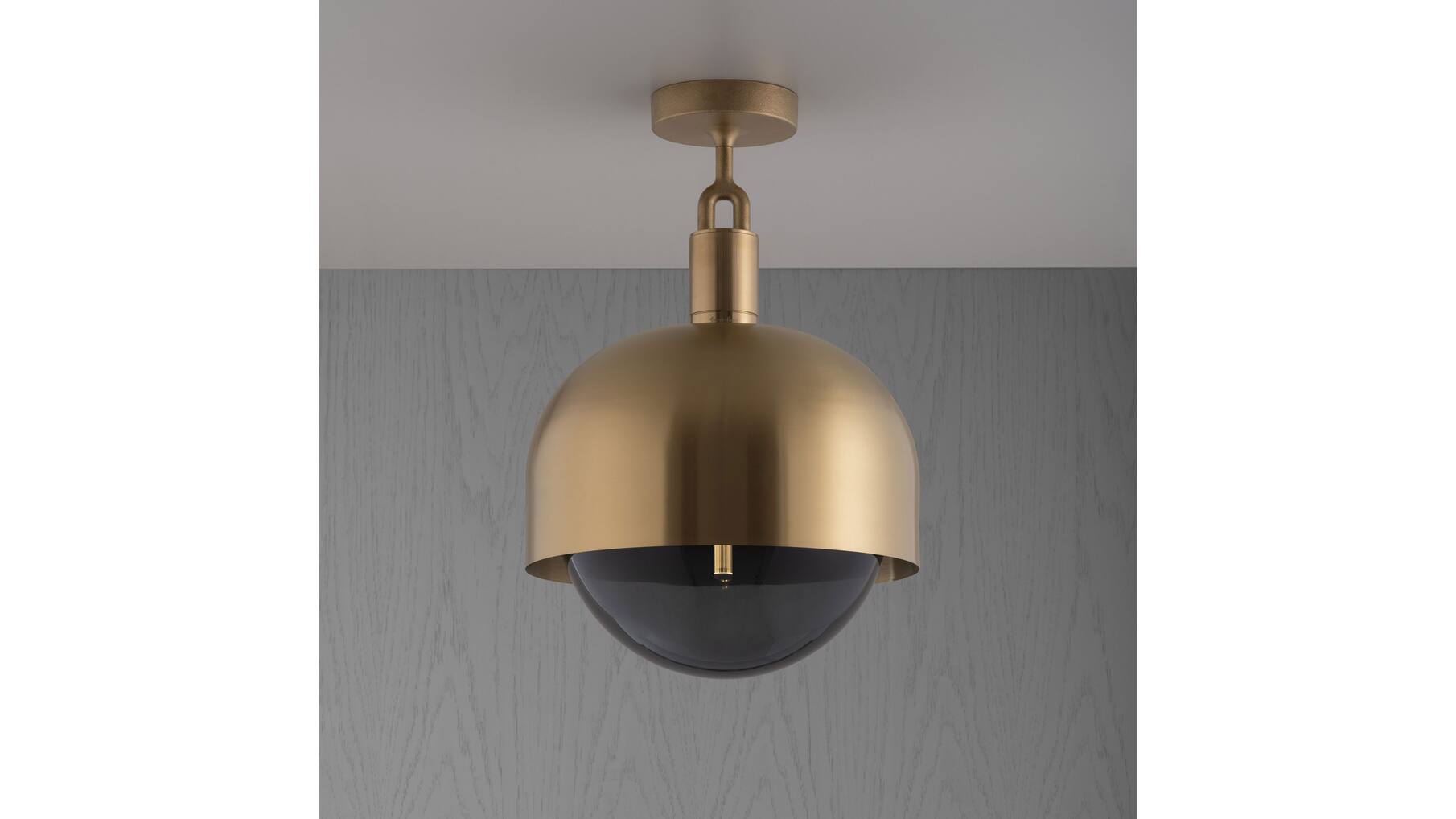 Forked Ceiling/Brass/Large Brass Shade/Large Smoked Gl