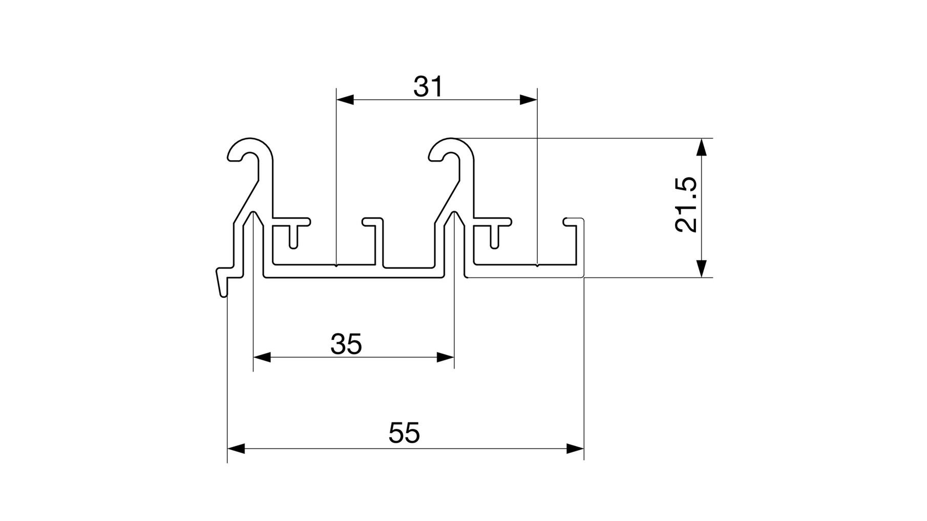 Ocean 1 boven looprail lengte 3500mm