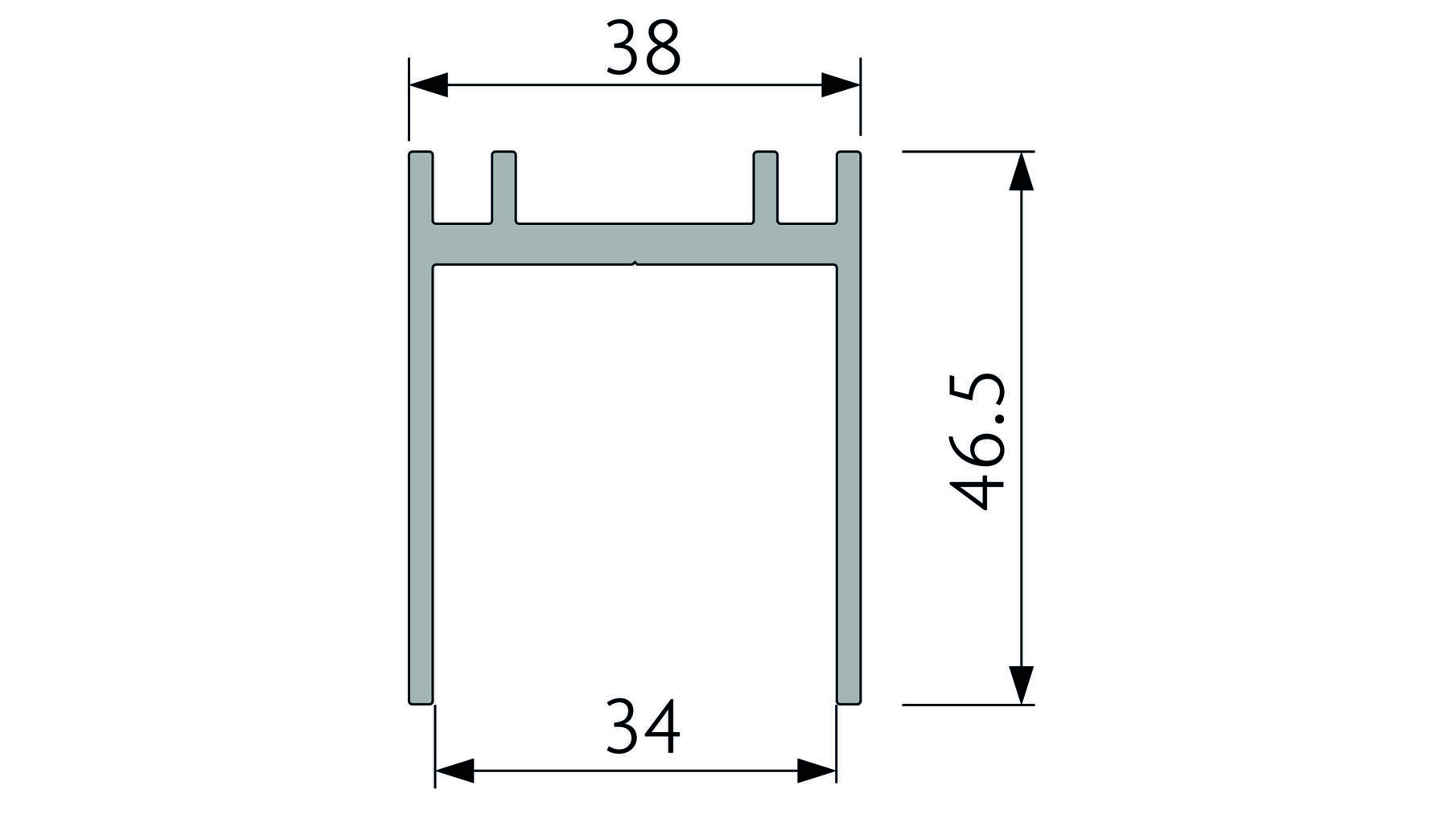 Spaceship montagerail 3000mm voor Pocket en wandmontage
