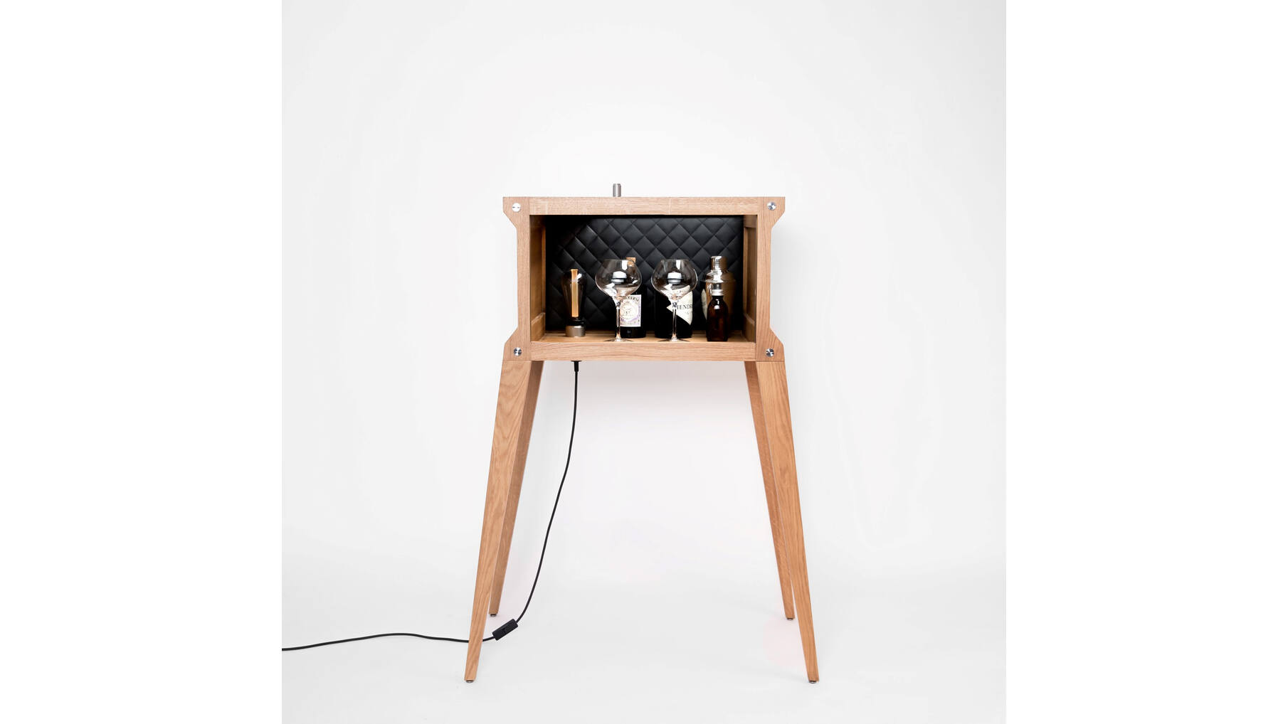 The Popstar Bar/Natural Oak/Steel/White Marble/Black