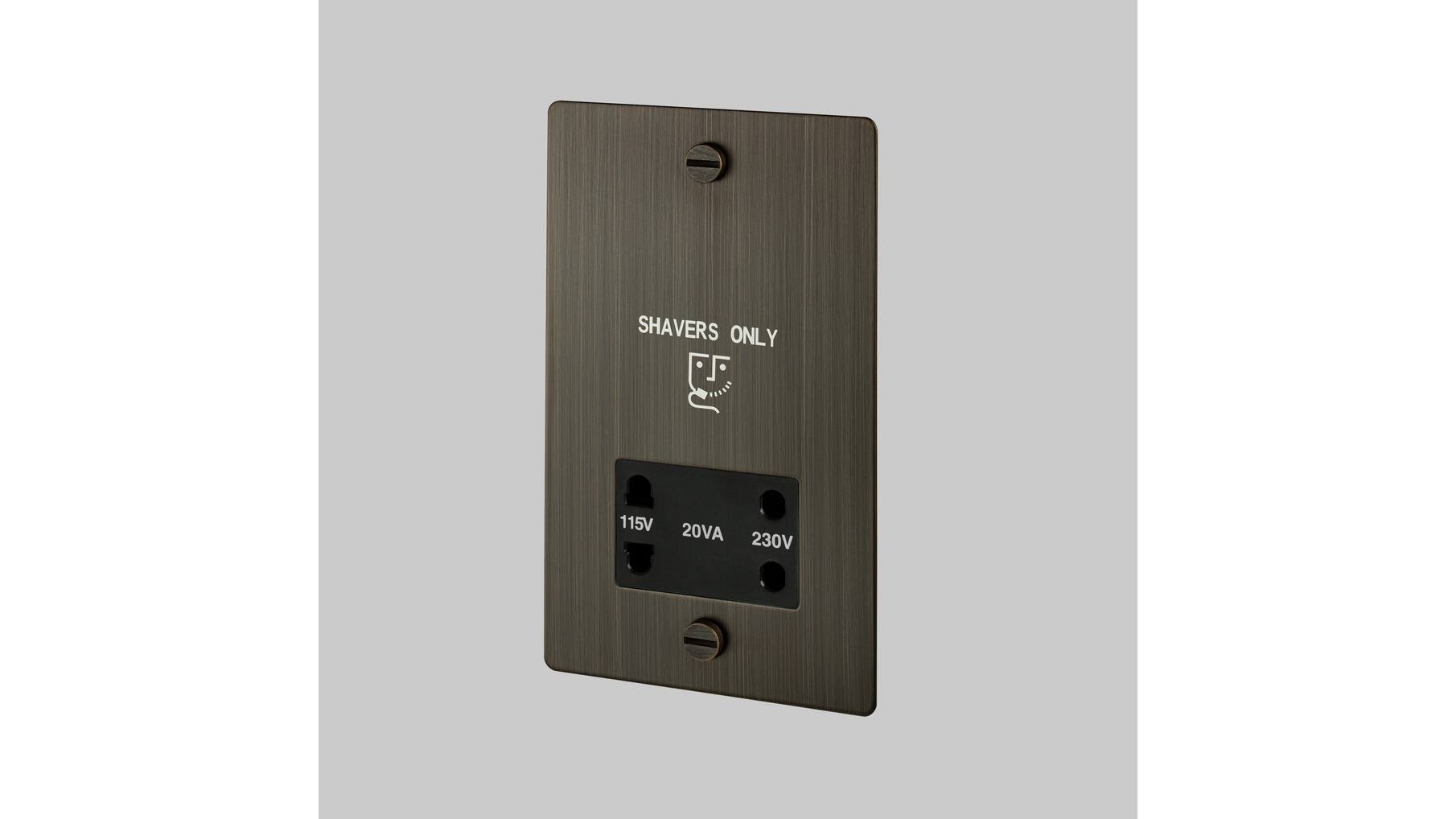 115V/230V Shaver Socket - Smoke - Black Interior