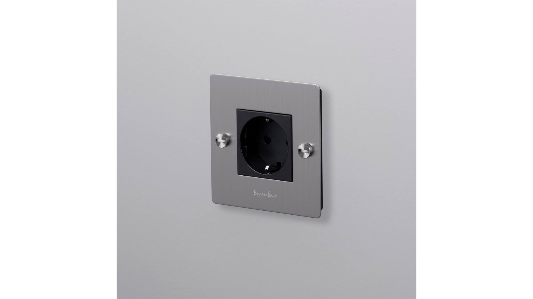 EU 1G Socket/Schuko Type F/w/ B+P Logo/Steel