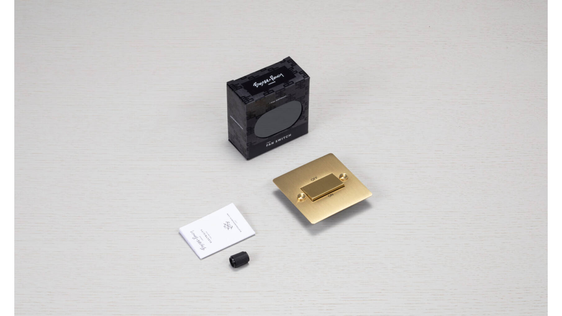 Triple Pole Fan Switch - Brass - Black Interior