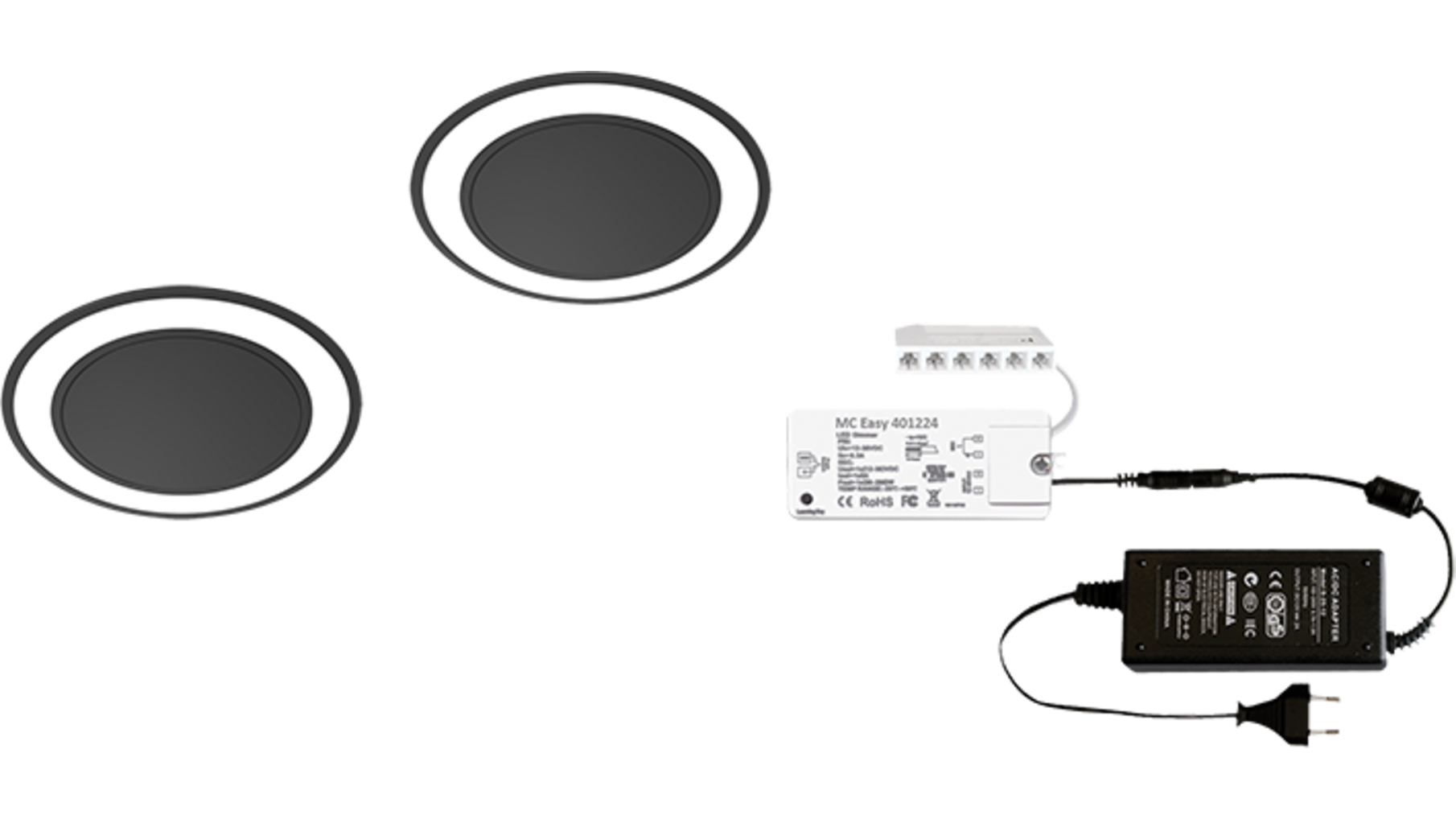 1 x Holl TH mat zwart 24V + MC-Easy + Driver 24W