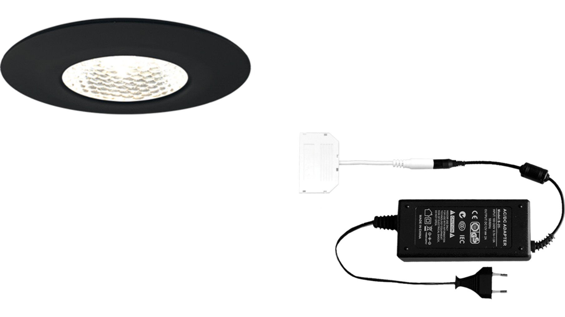 6x Pixel 24V mat zwart + driver 24W met 6-voudige verdeler