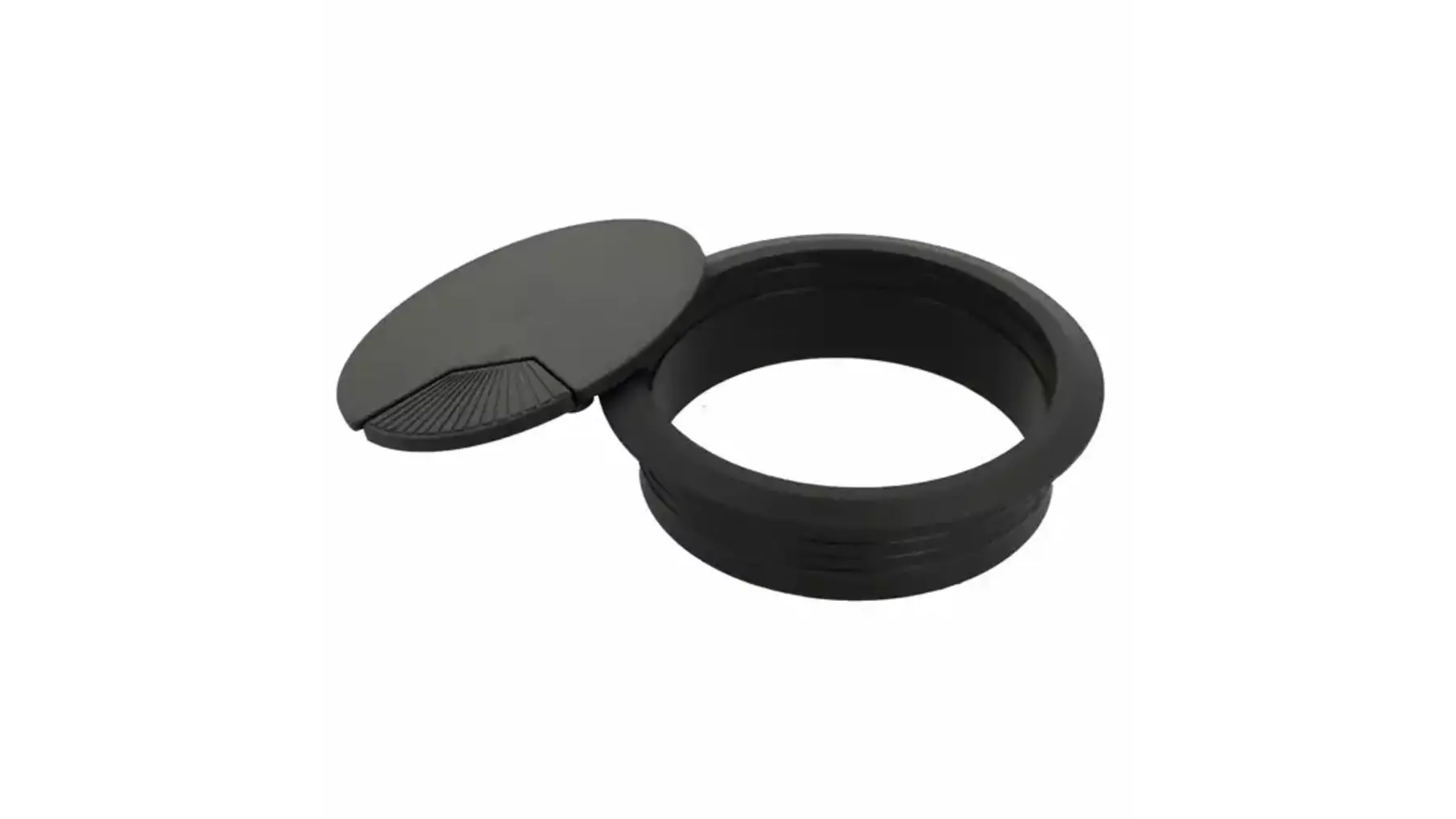 Kabeldoorvoer klep met veer 80mm kunststof zwart