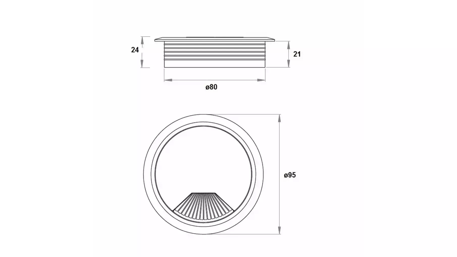 Kabeldoorvoer klep met veer 80mm kunststof zwart