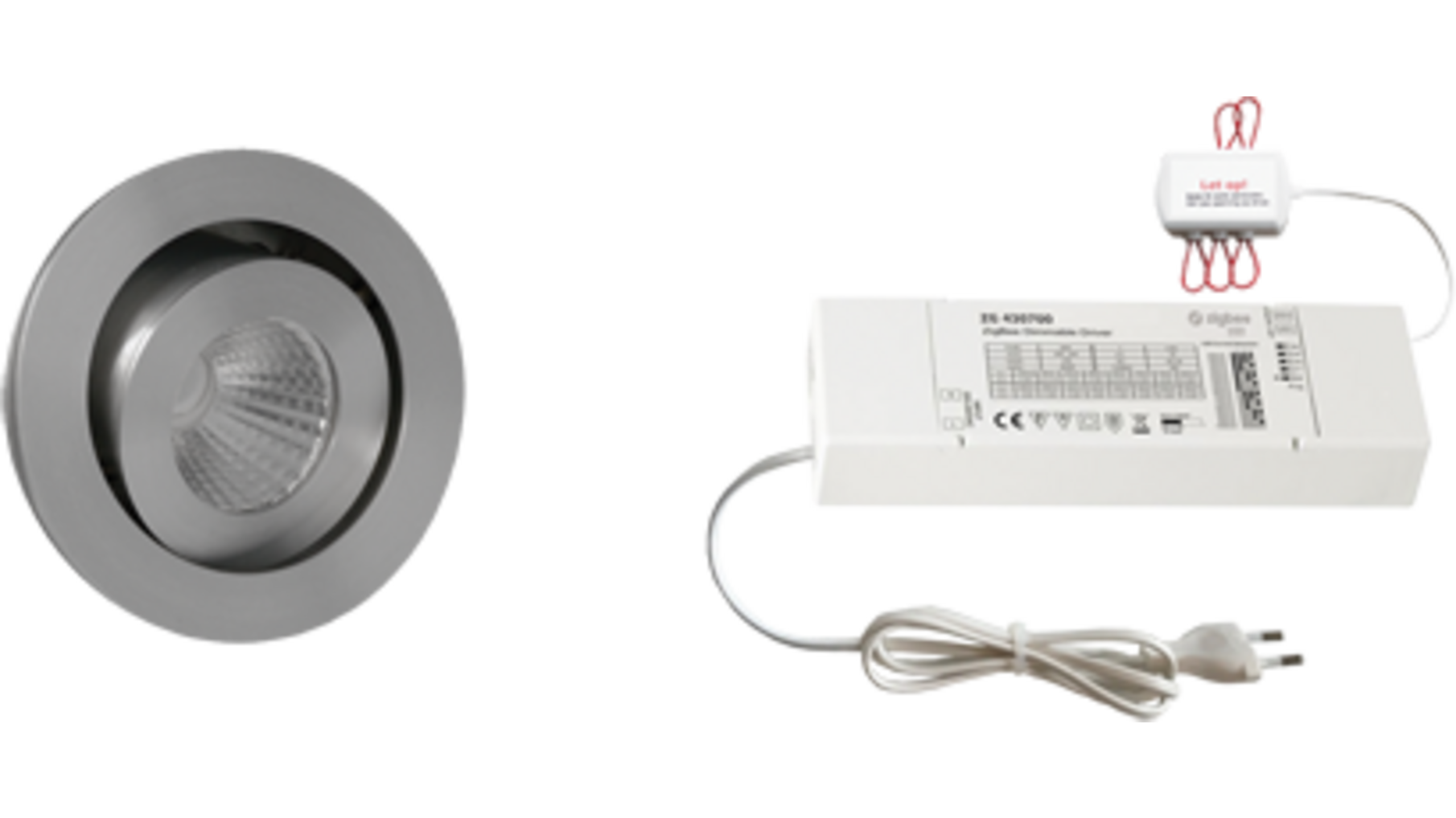 5x Ancona rond Alu + 5x verlengsnoer + ZigBee Driver 30W