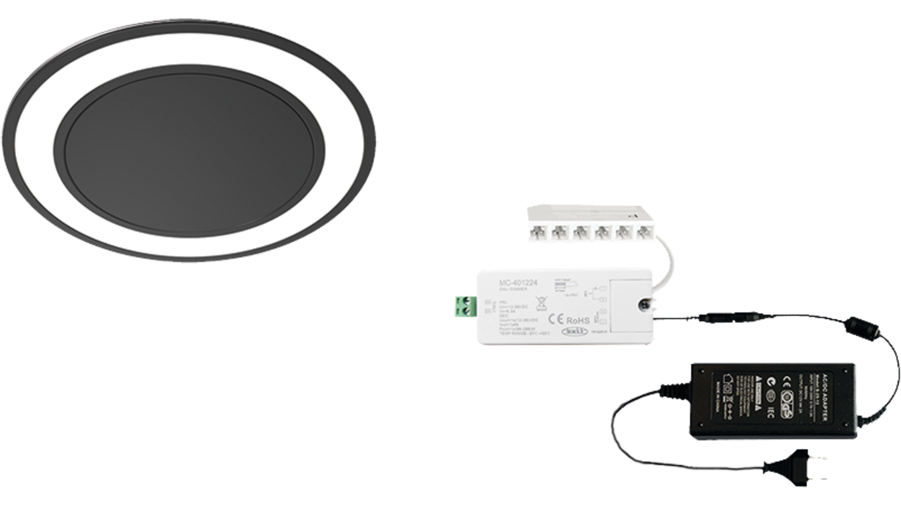 3 x Holl TH mat zwart 24V + MC-Easy + Driver 24W