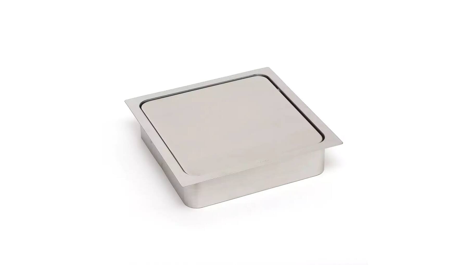 Afvaldoorlaat 220x220mm RVS mat met soft close deksel