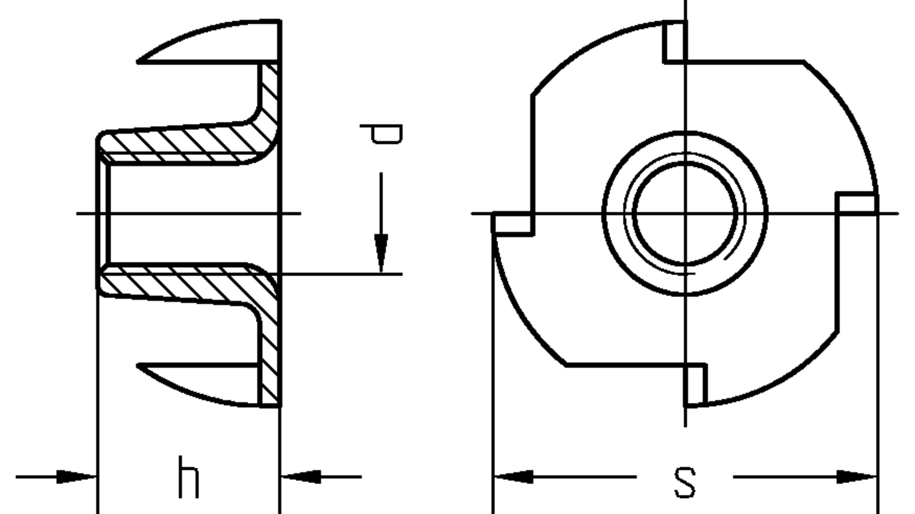 Inslagmoer M8 x 17mm verzinkt