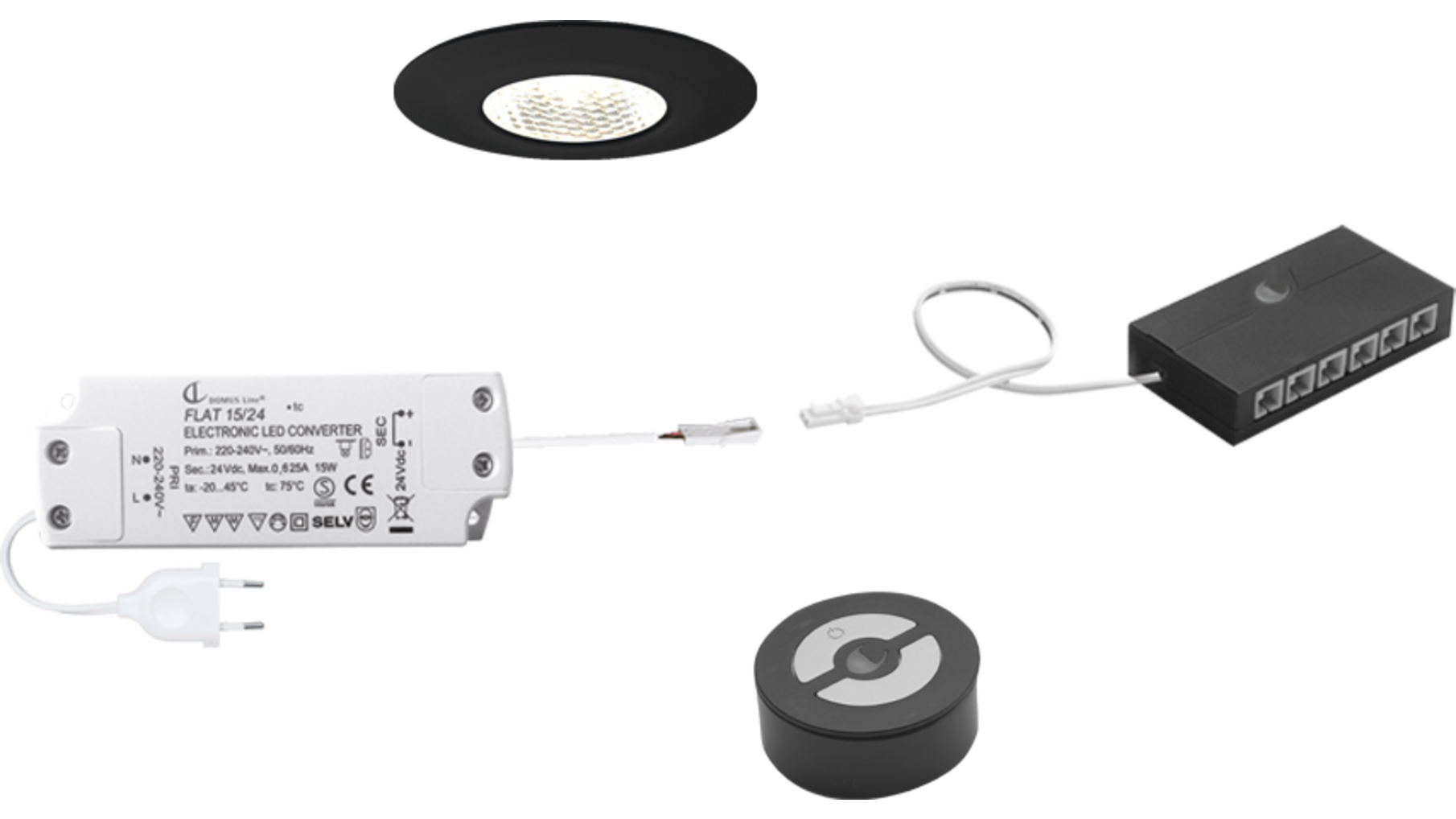 3x Pixel 24V Mat Zwart + GiroFE 15W driver met zwarte zender