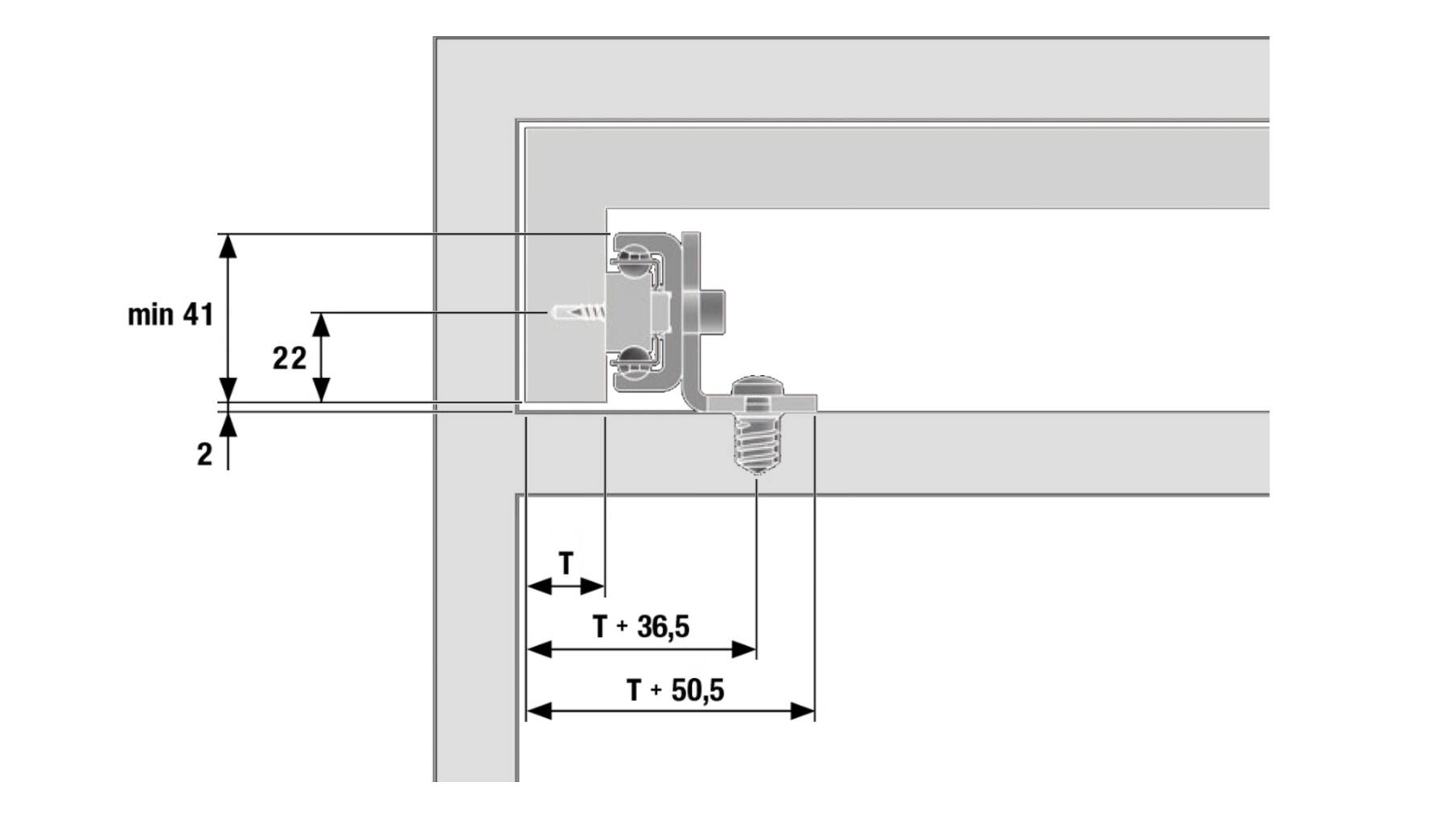 ALIANTE Werktop geleider 1000mm, 759mm uittrekbaar, 90kg