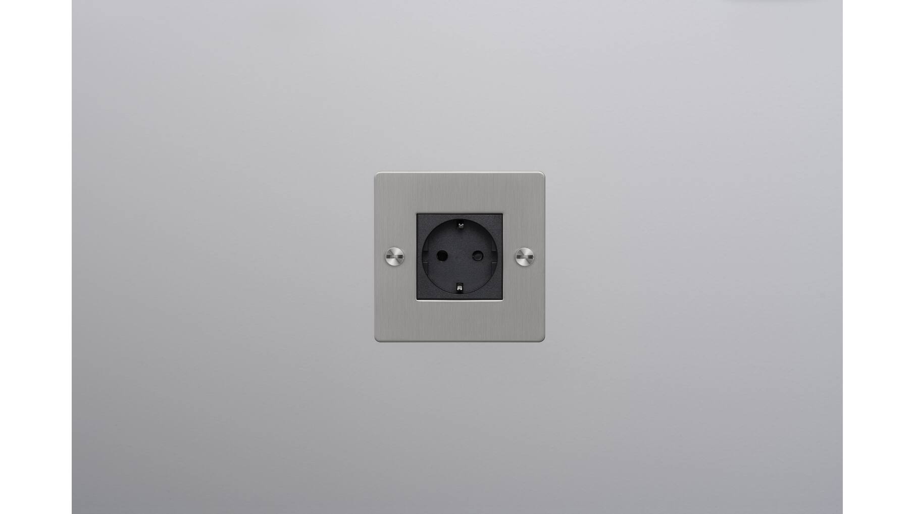 EU 1G Socket/Schuko Type F/w/out B+P Logo/Steel