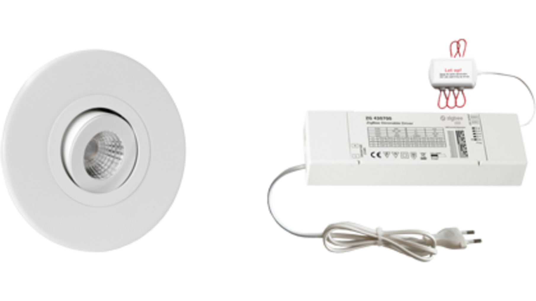 4x Monza rond wit + 4x verlengsnoer + ZigBee Driver 30W