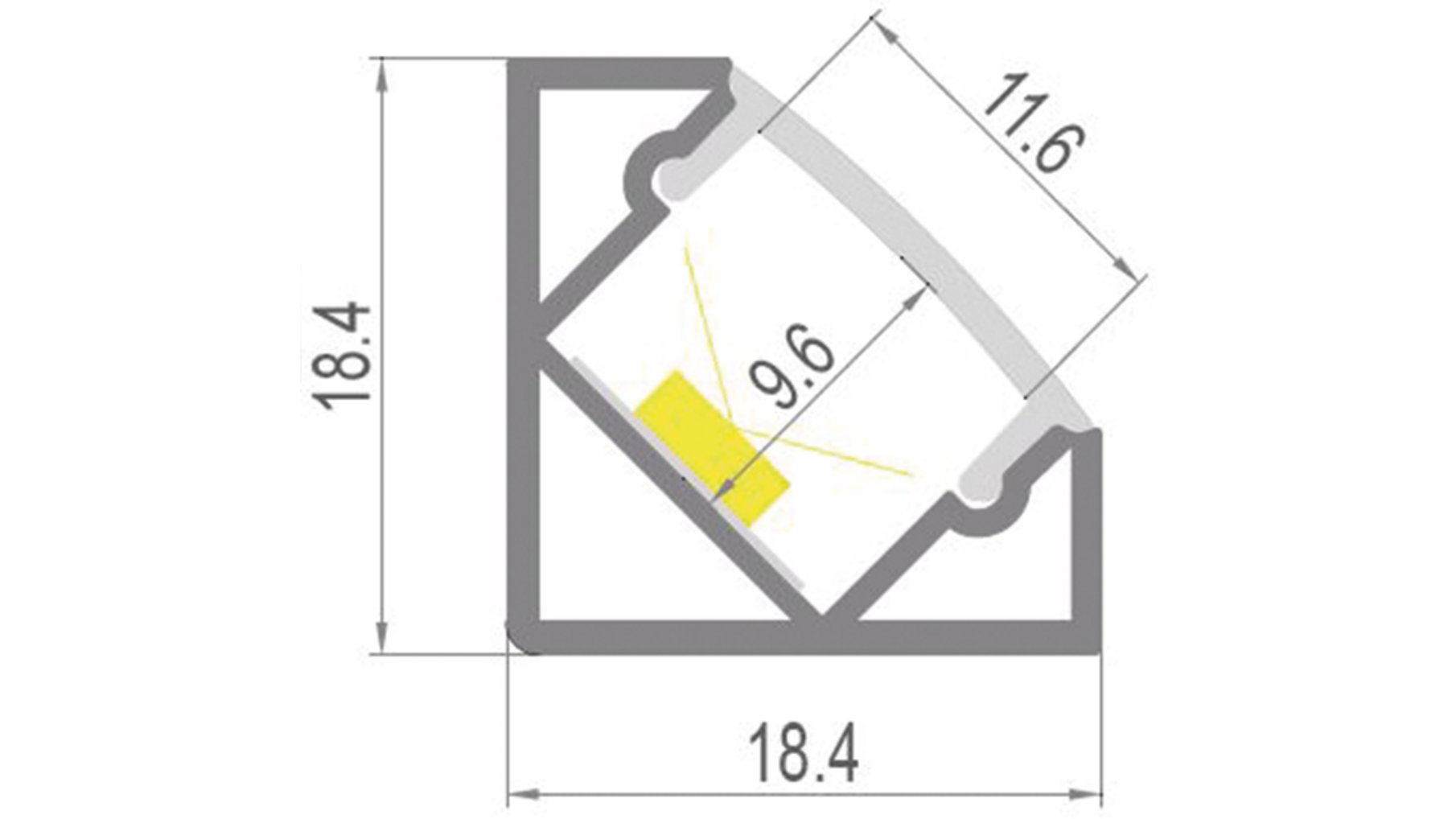 MC45-3 aluminium hoekprofiel Lengte: