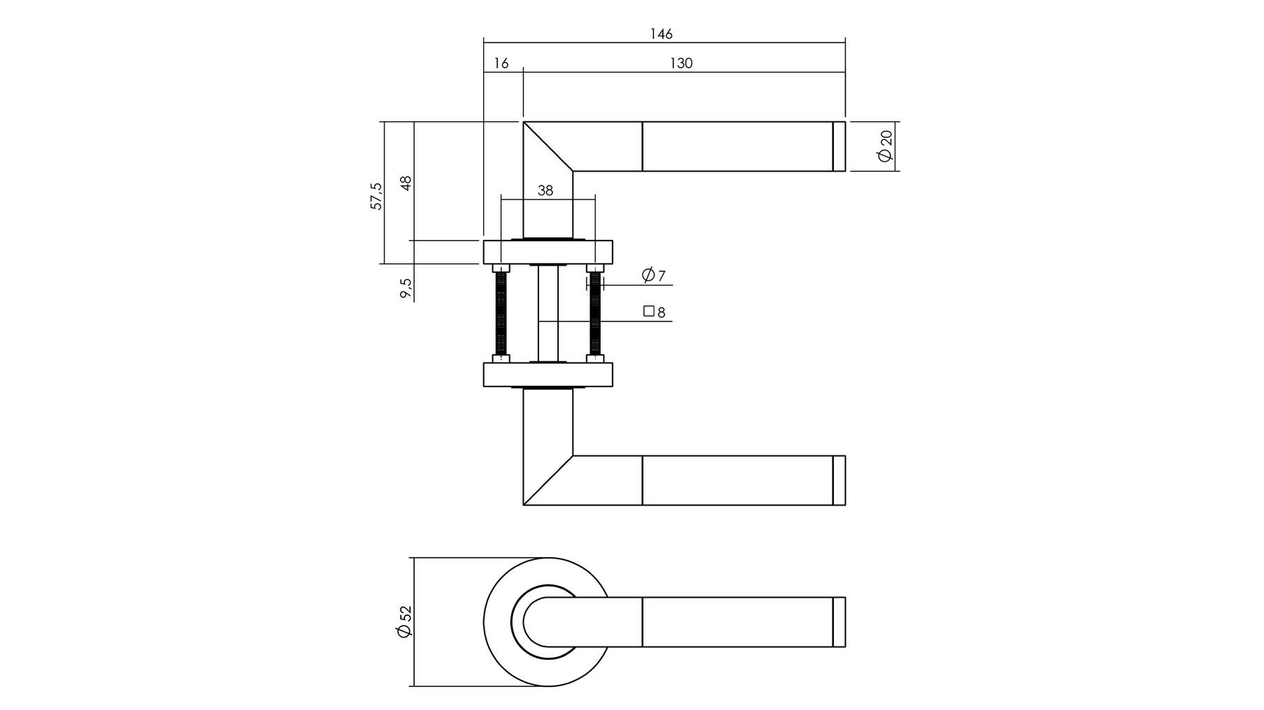Deurkruk Bastian op ronde rozet ø52x10mm antracietgrijs