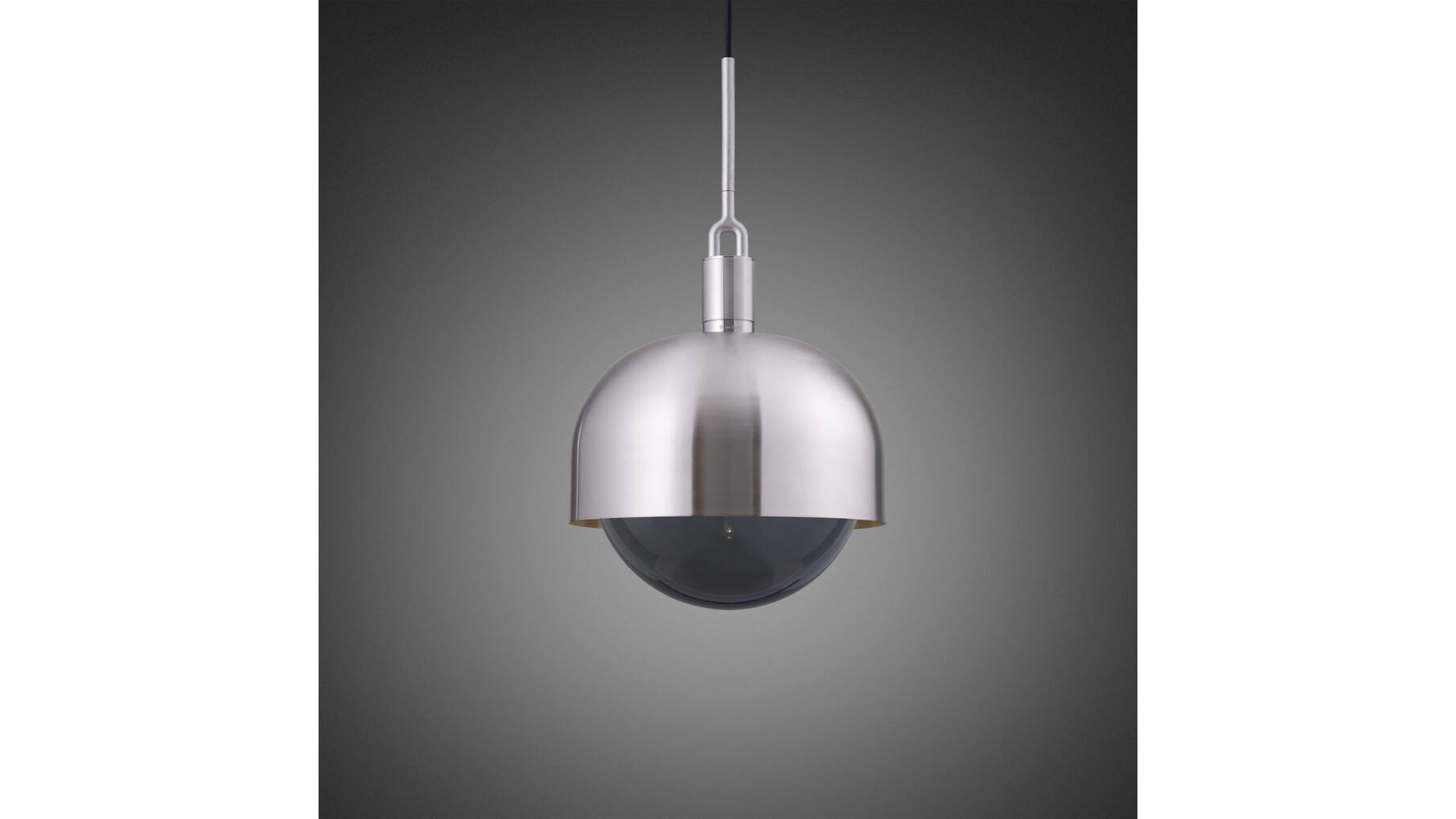 Forked Pendant/Steel/Large Steel Shade/Large Smoked Gl