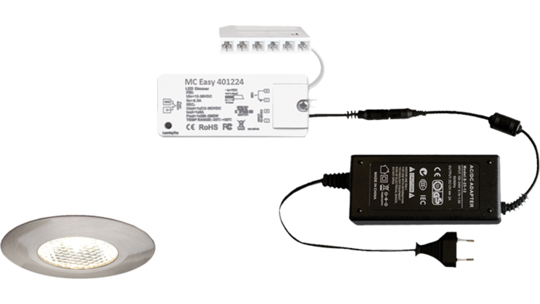 3x Pixel 24V RVS Look + MC-Easy basisontvanger + Driver 24W