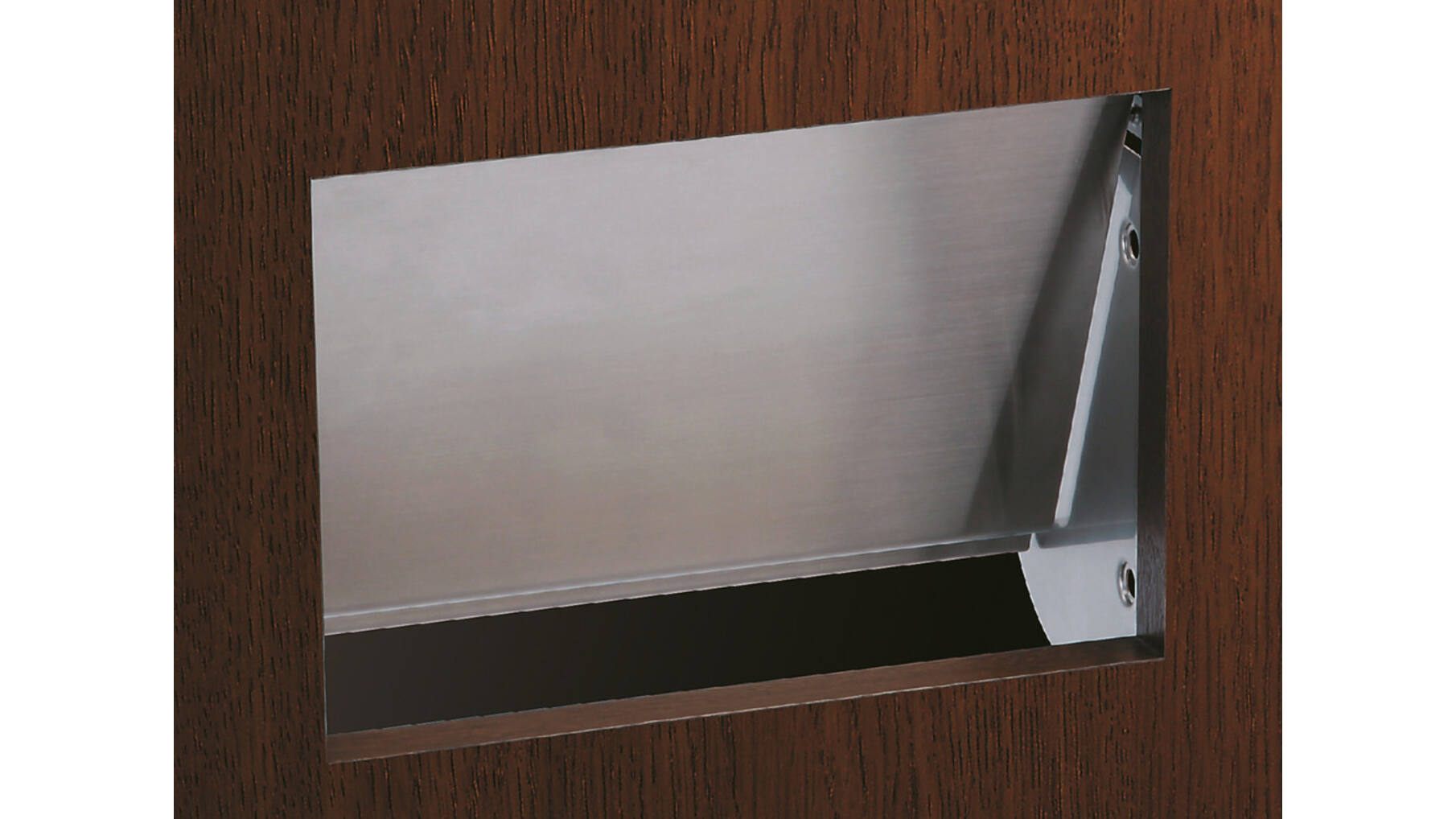 Afvaldoorlaat, montage aan de BINNENKANT 308x234mm RVS,