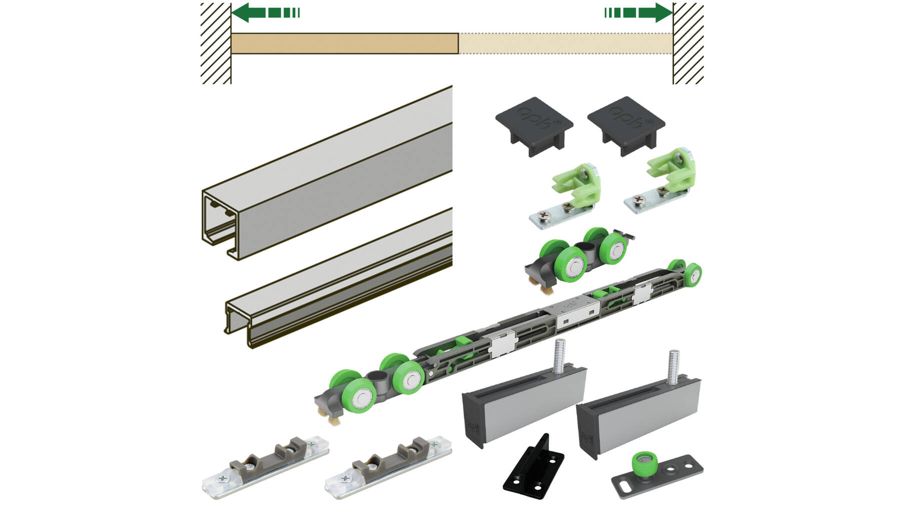 Spaceship 80 W Minimal set compleet met rail, deur 100cm