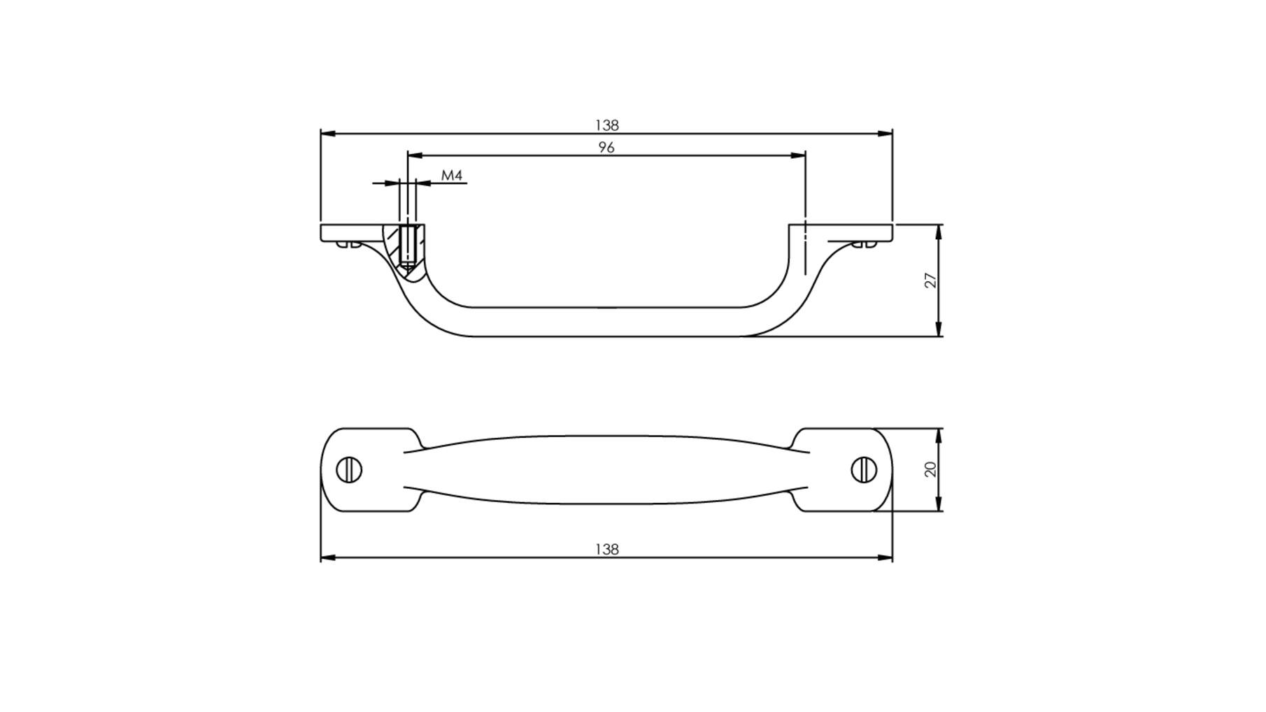 Meubelgreep 138 mm mat zwart