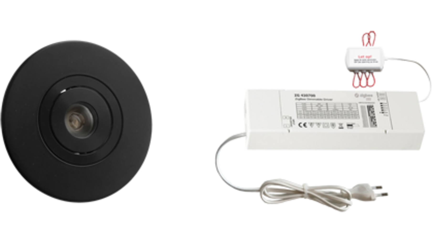 6x Monza rond zwart + 6x verlengsnoer + ZigBee Driver 30W