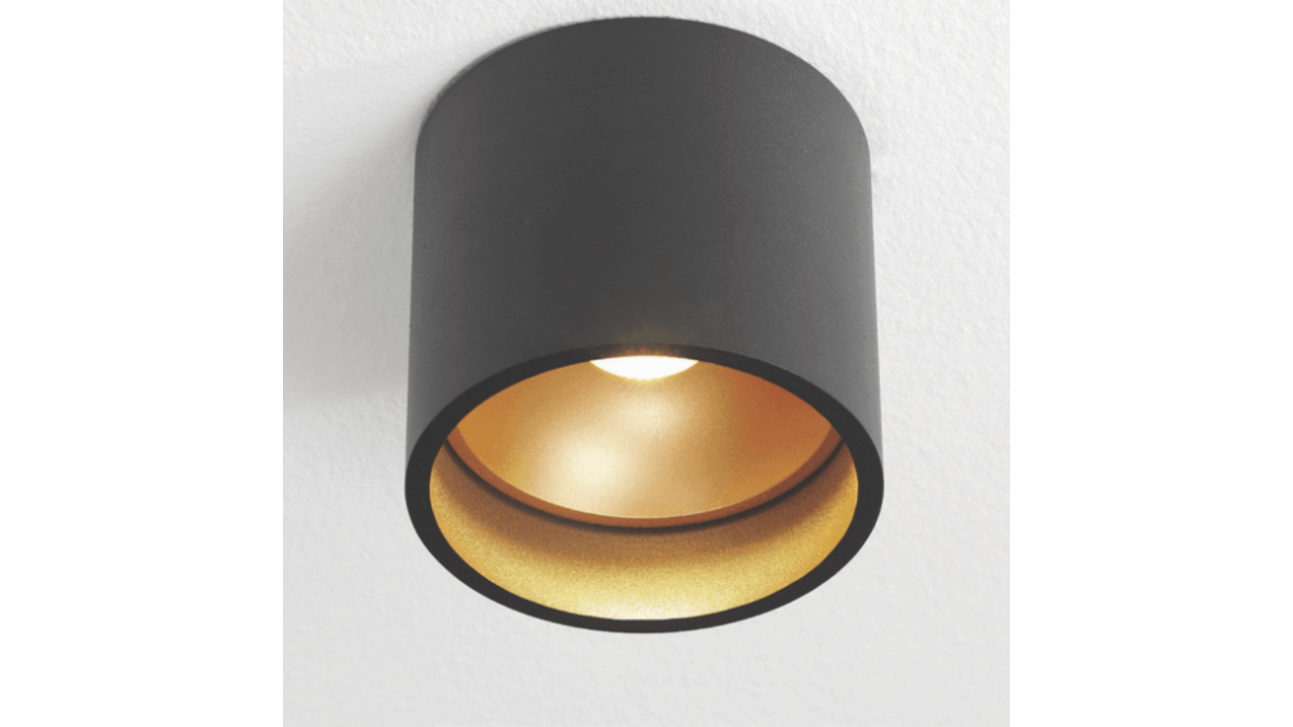 Plafondspot Santander rond opbouw zwart/GOUD dimbaar IP20