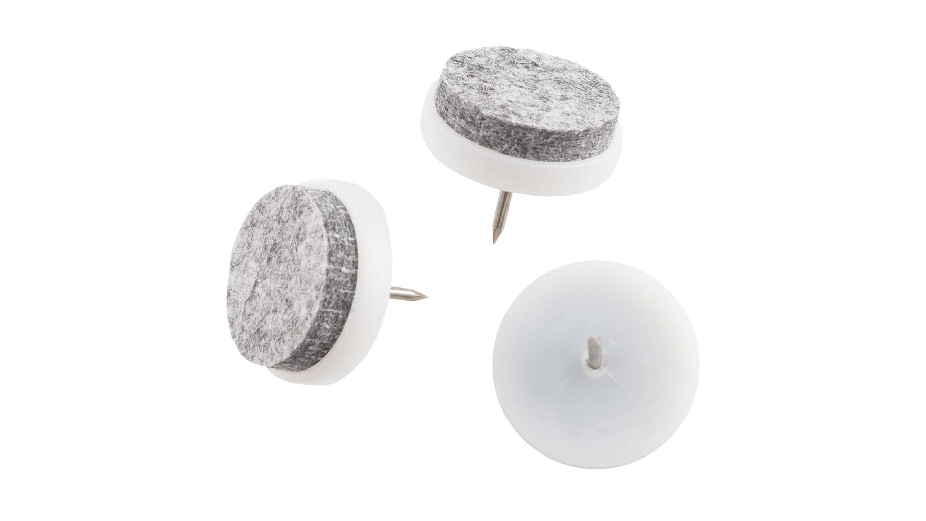 Silentaglijder 20mm wit kunststof met grijs vilt