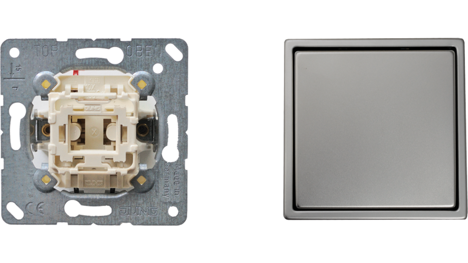 Jung LS-990 EDELSTAAL externe dubbele impulsdrukker