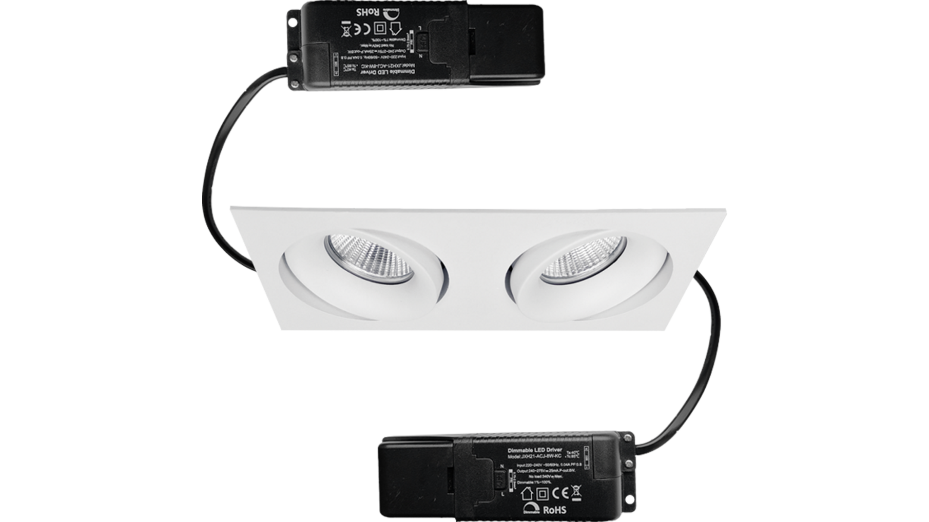 Cádiz Duo kantelbare inbouwspot wit + Triac driver