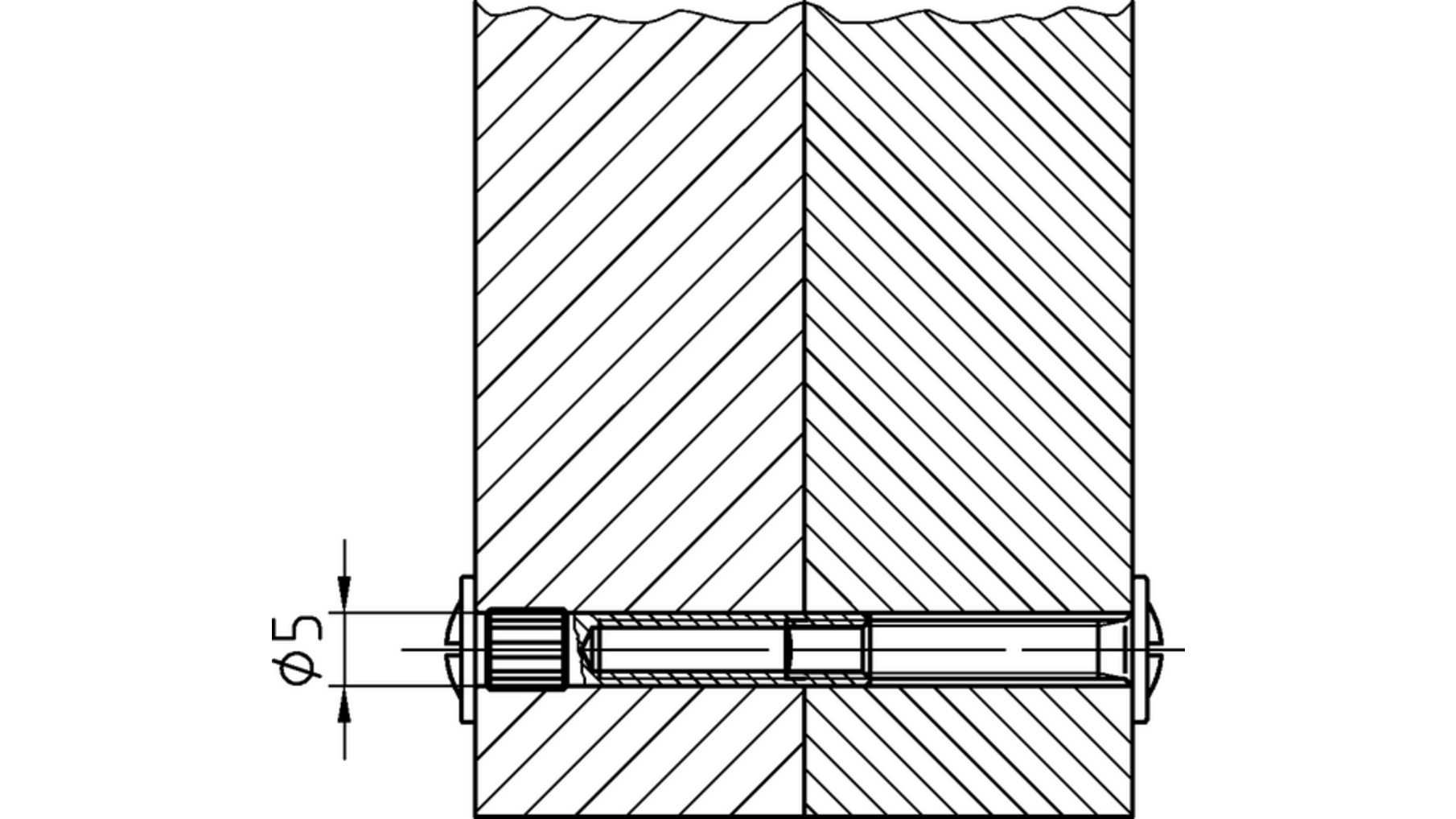 Verbindingshuls M4, met kop vernikkeld, 27mm lang onder kop